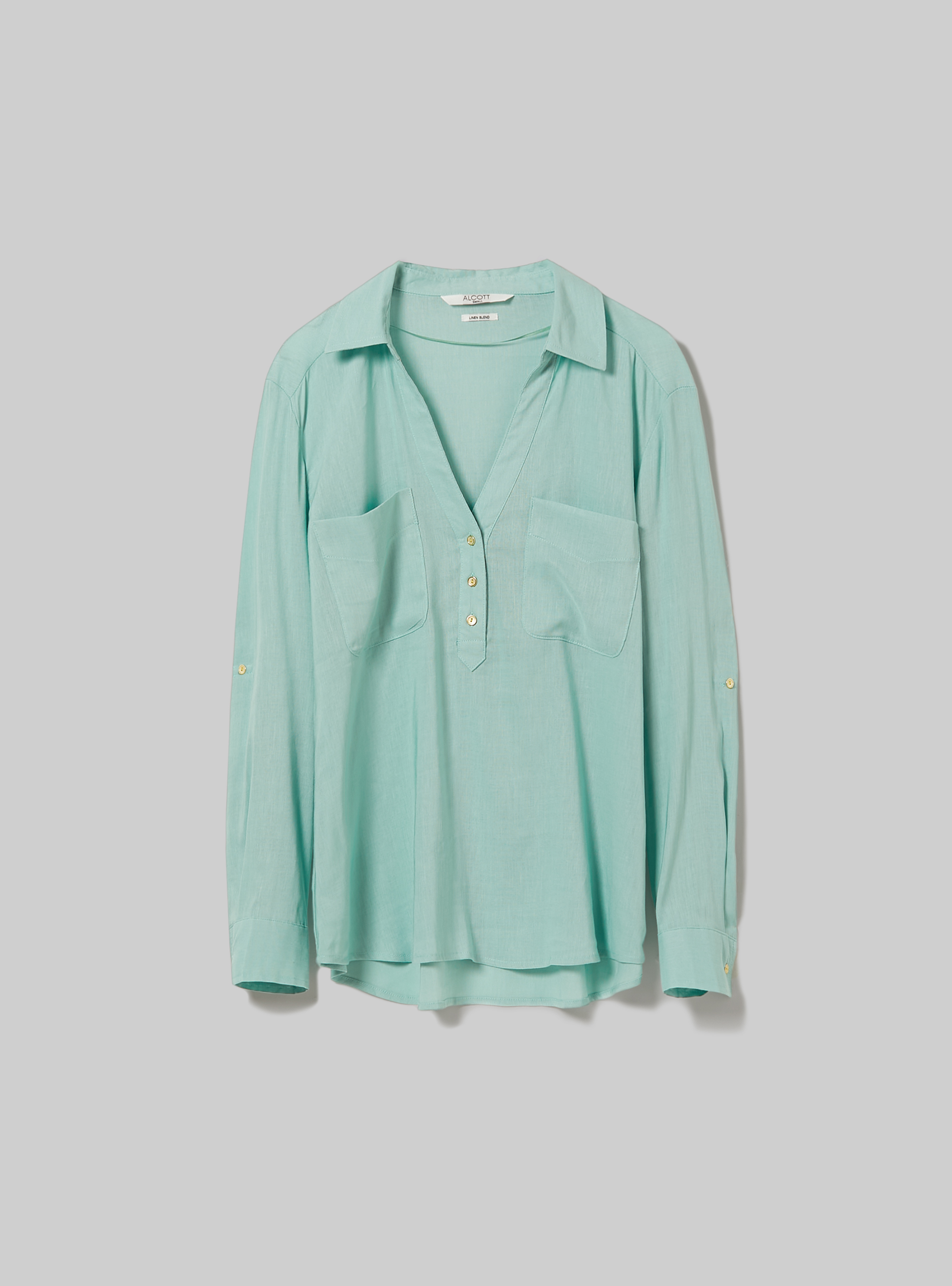Blusa in puro lino, GA3 AQUA GREEN LIGHT