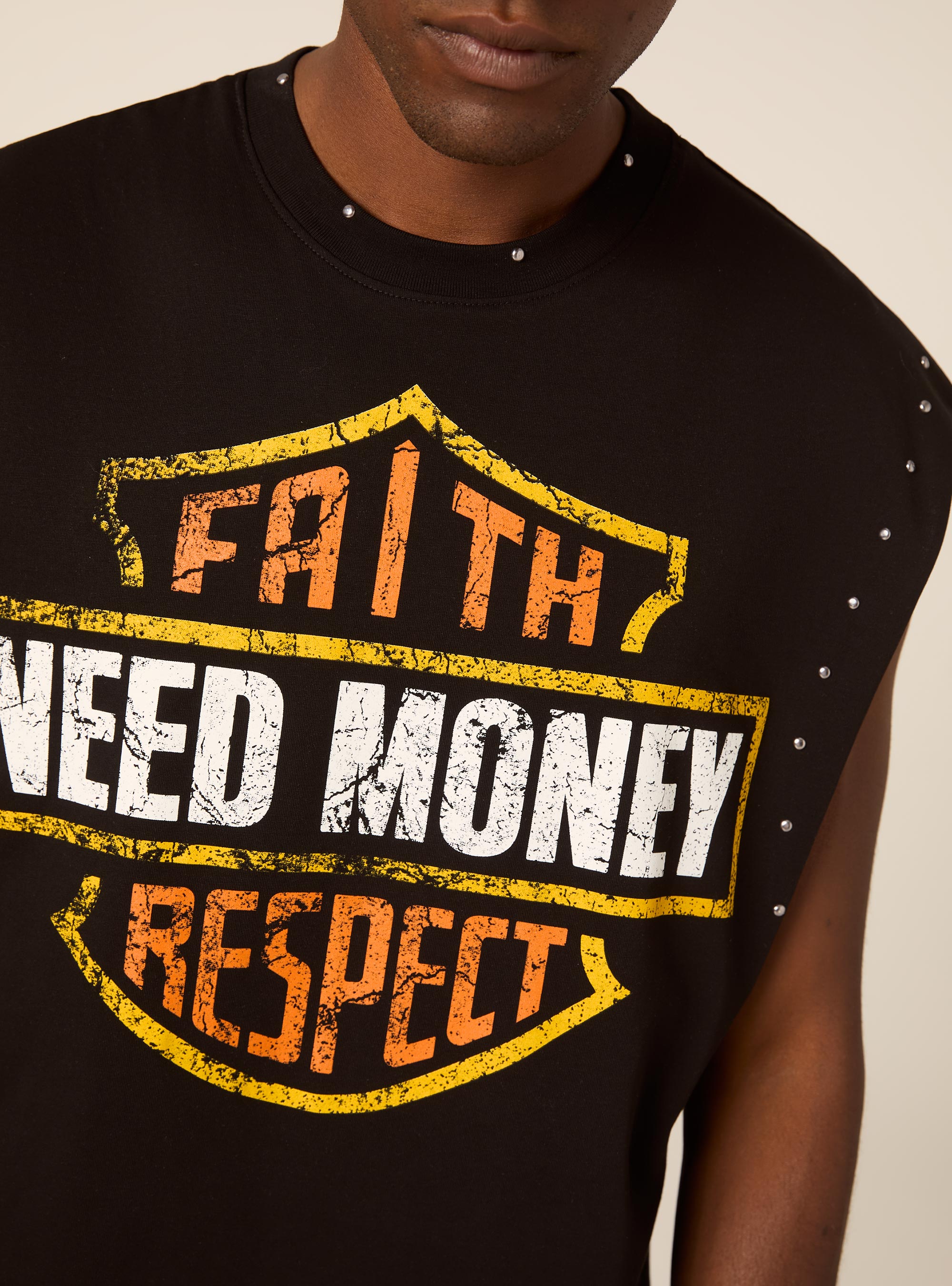 Canotta con stampa money, BK1 BLACK
