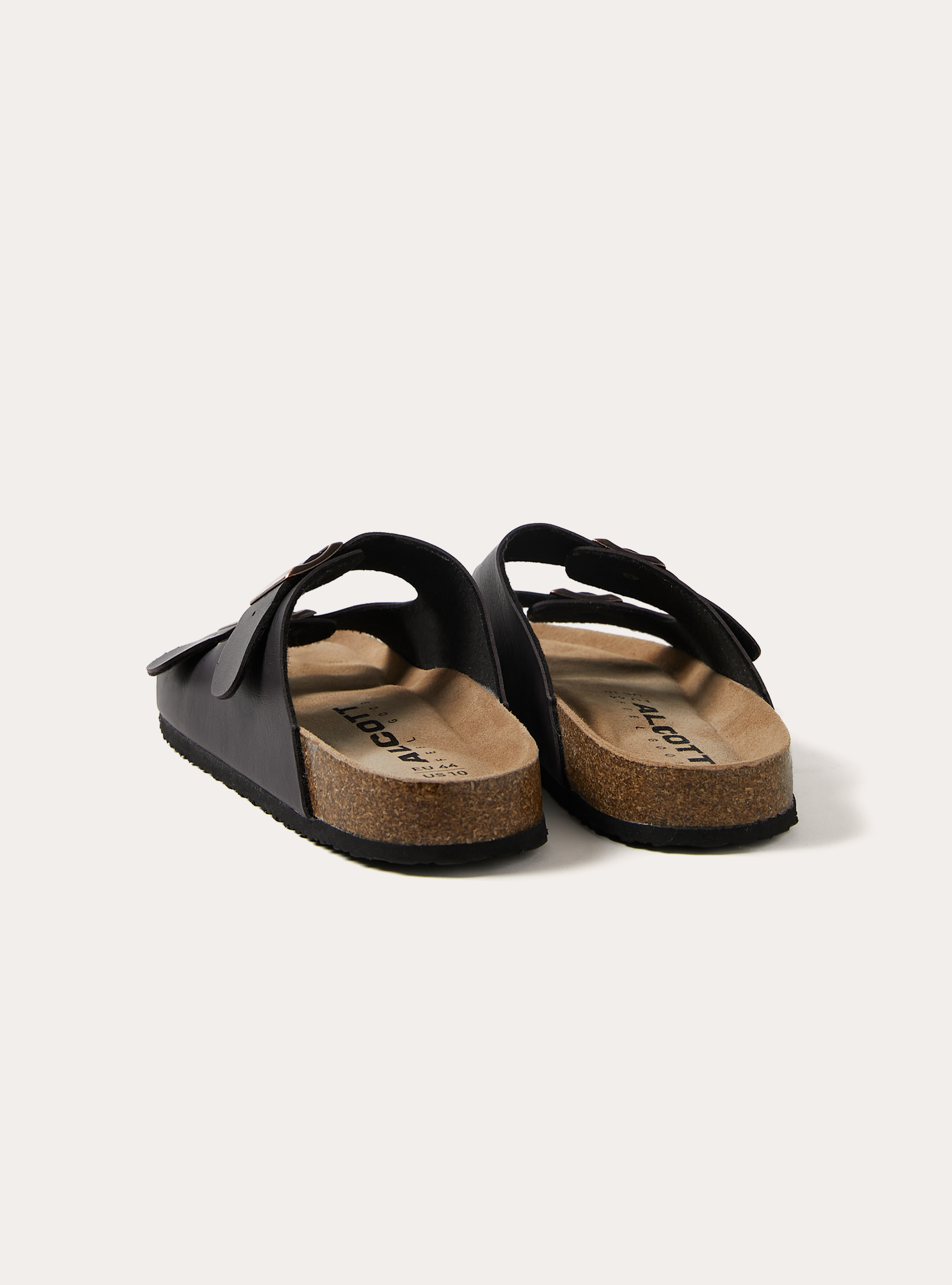 Leather-effect low sandals with suede sole, BR1 BROWN DARK