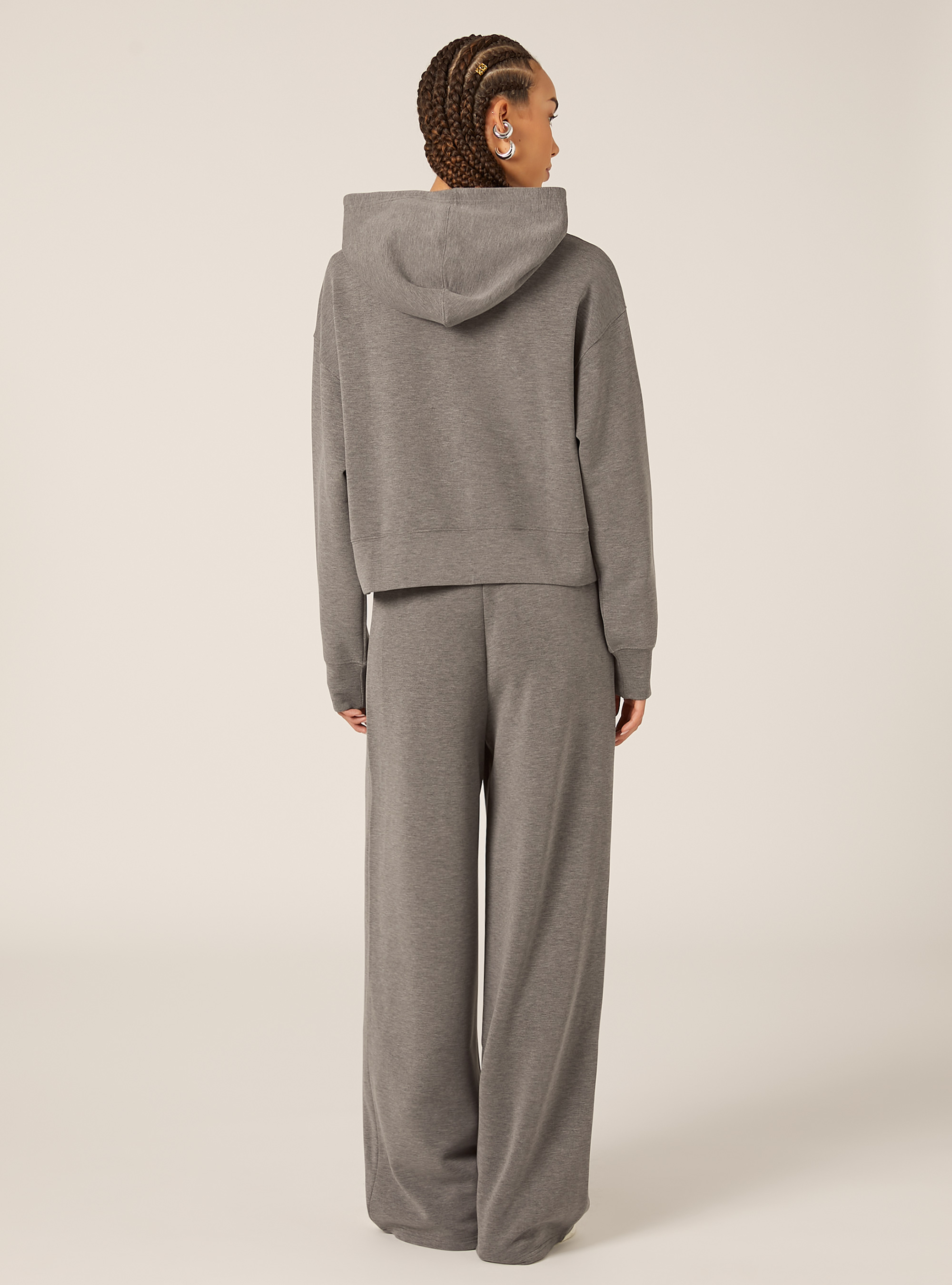 Pull court en molleton doux au toucher, MGY1 GREY MEL DARK