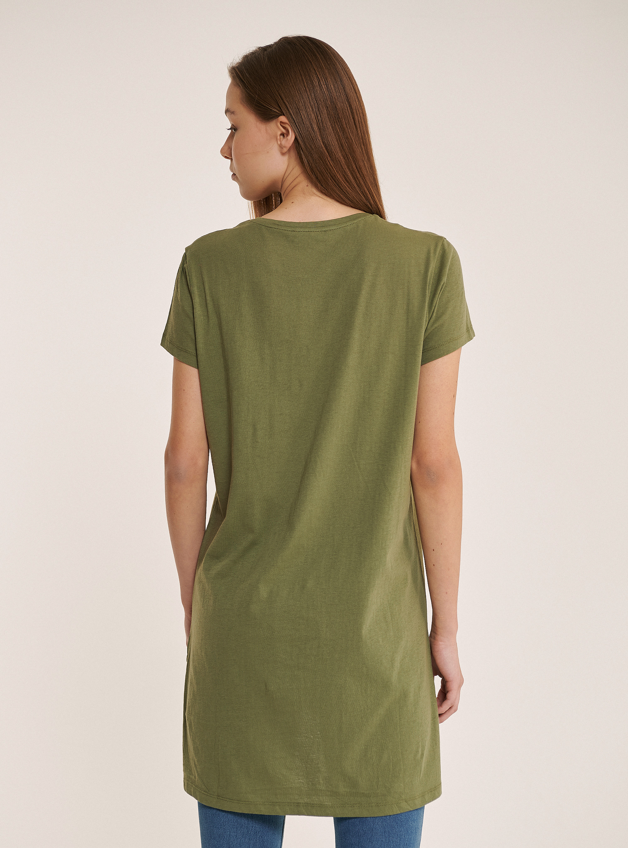 Cotton oversize T-shirt in solid color, C0606 KAKY