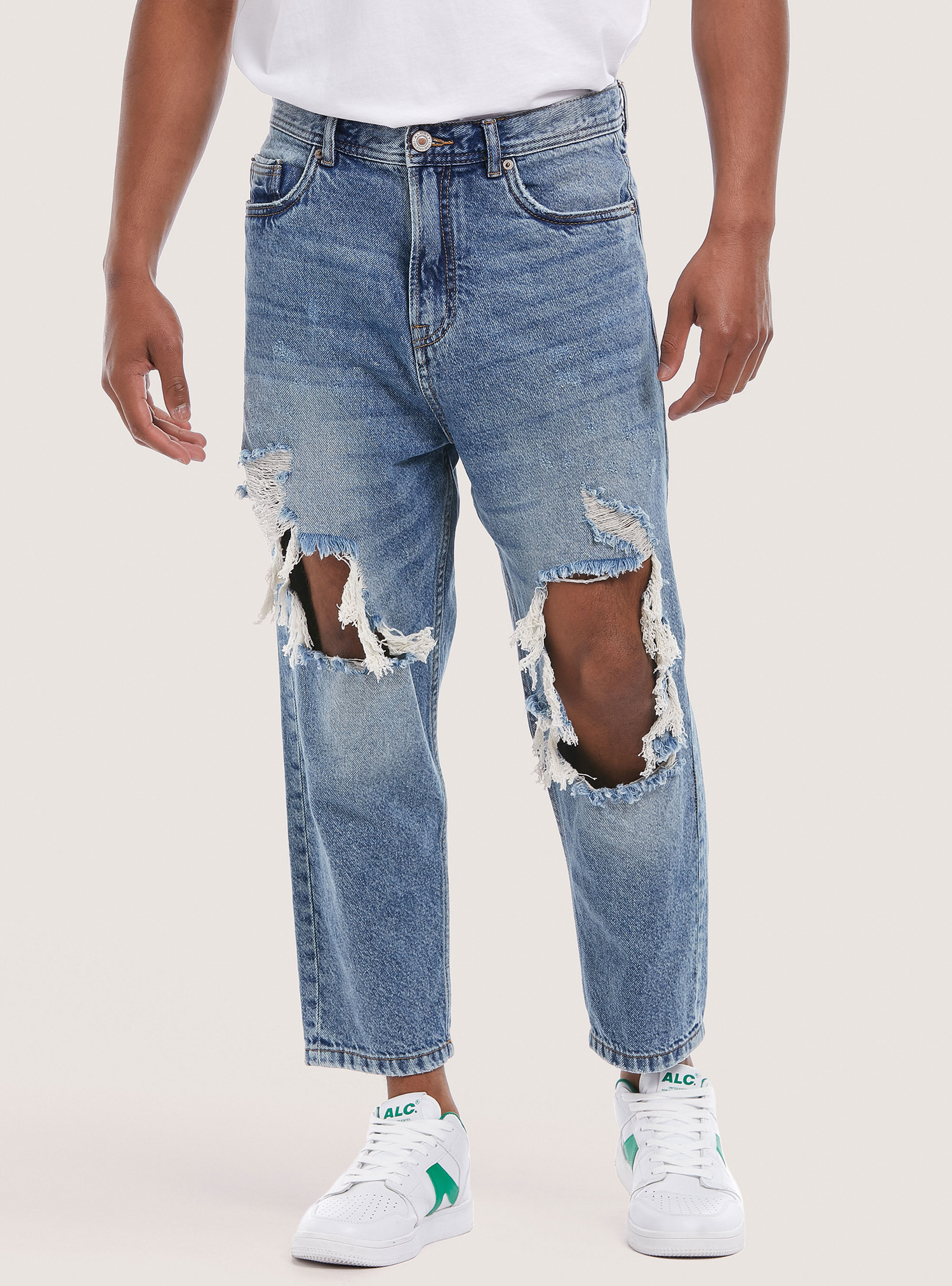 Loose Fit Cotton Jeans, D003 MEDIUM BLUE