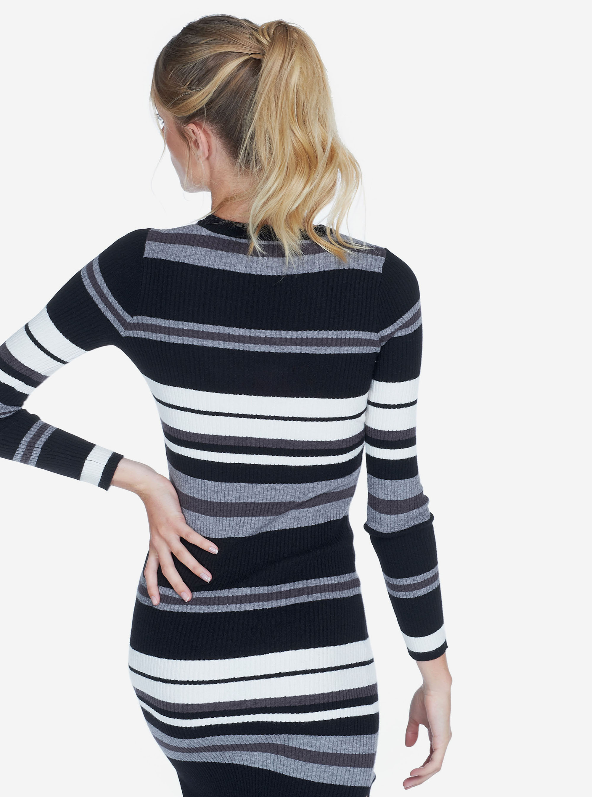 Vestito in maglia maniche lunghe, MULTICOLORE