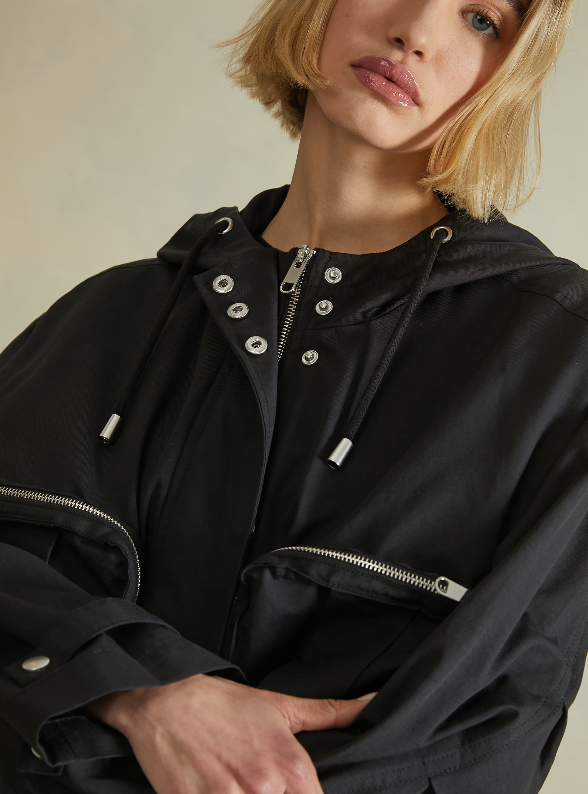 Twill jacket with pockets, BK1 BLACK