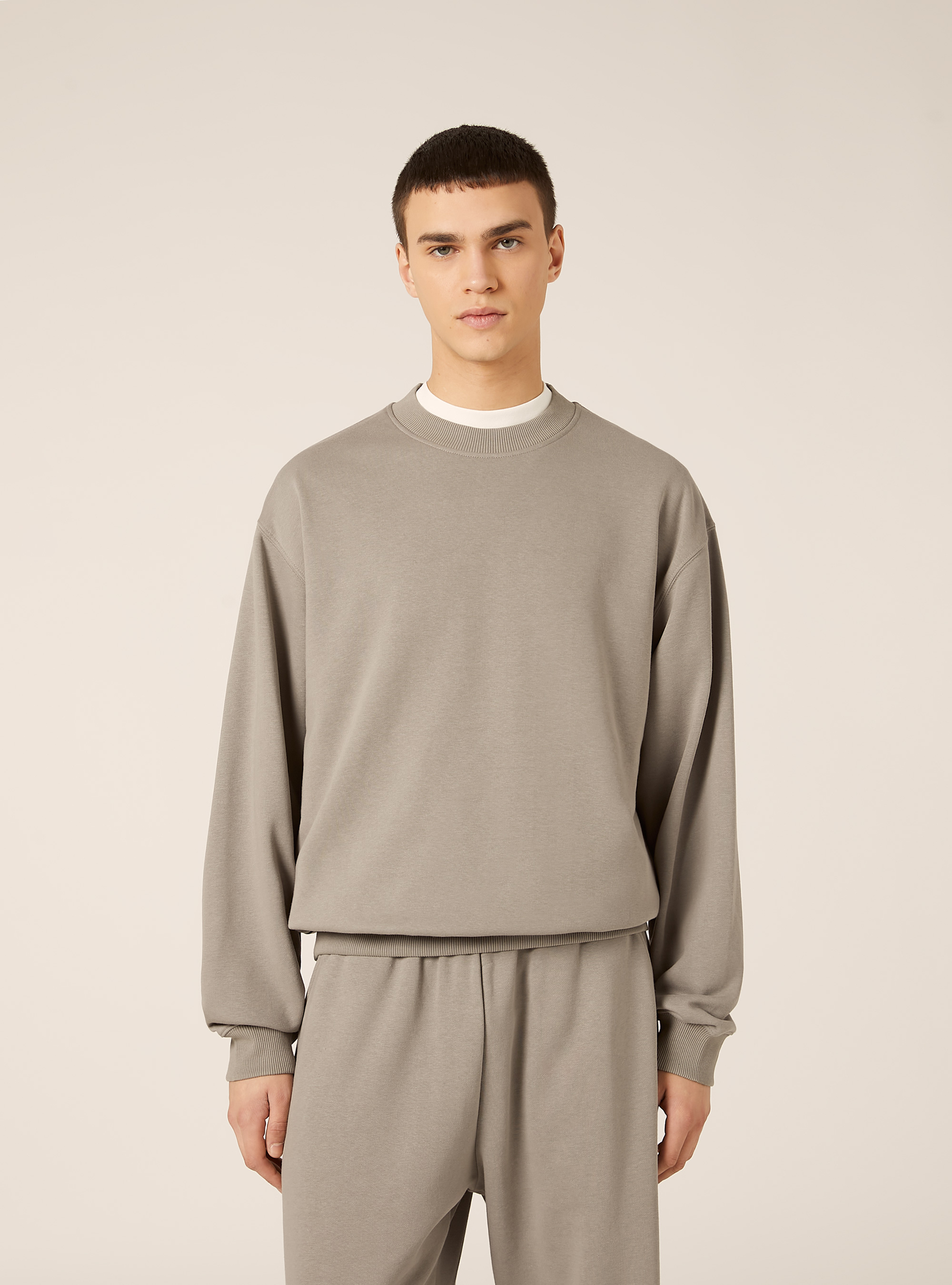 Felpa girocollo basica boxy fit, GY2 GREY MEDIUM