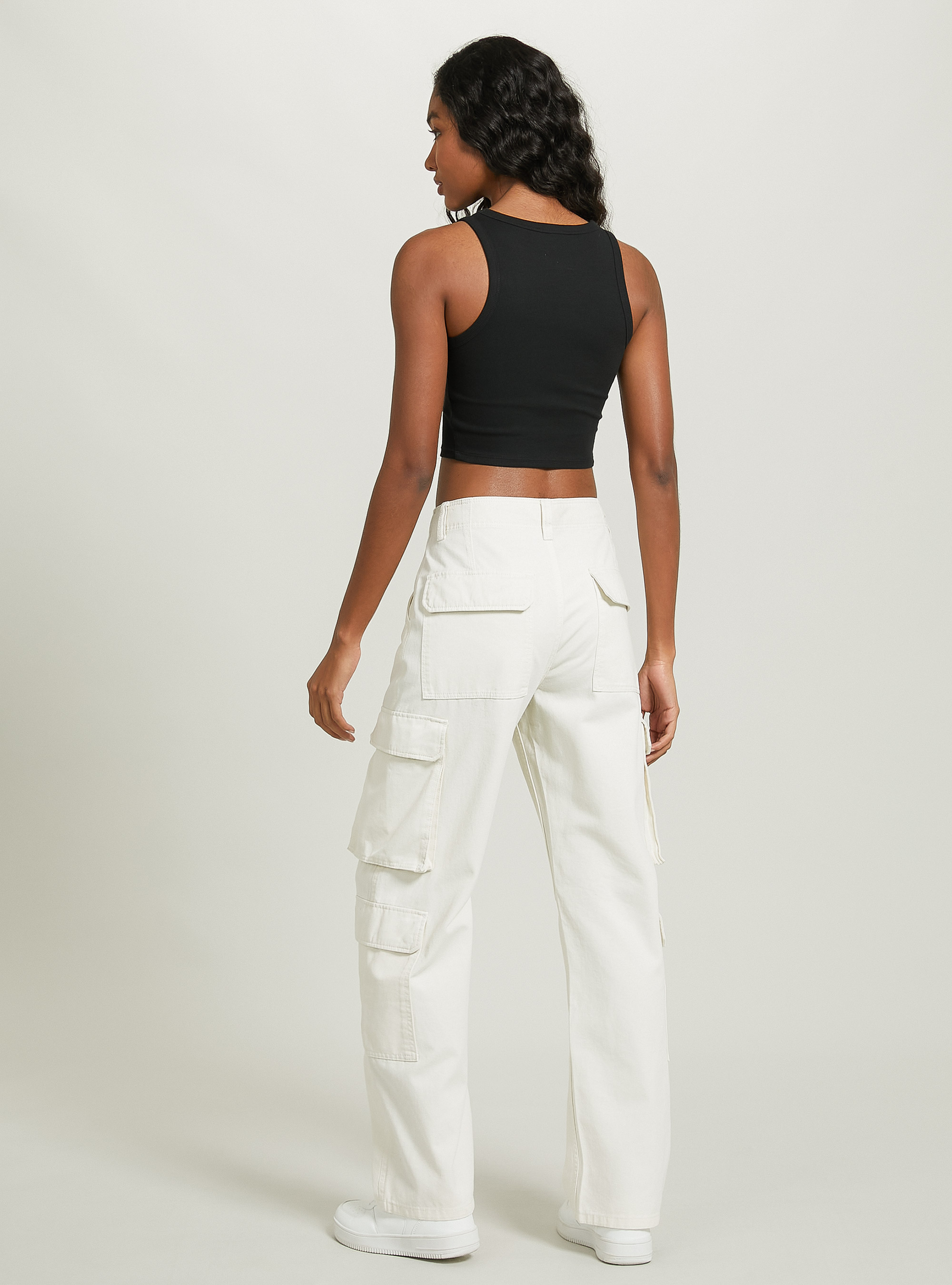 Pantaloni multicargo in twill, WH1 OFF WHITE