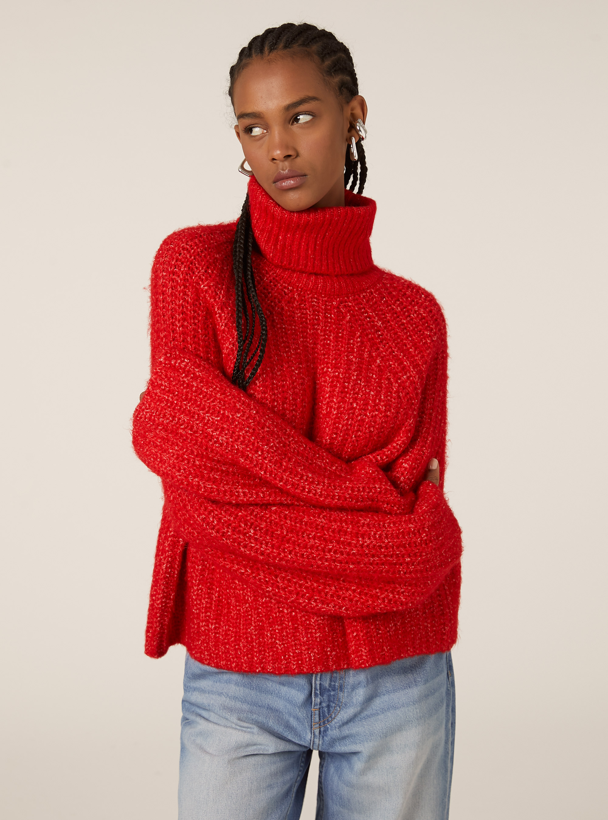 Jersey de cuello alto con canalé inglés, RD2 RED MEDIUM