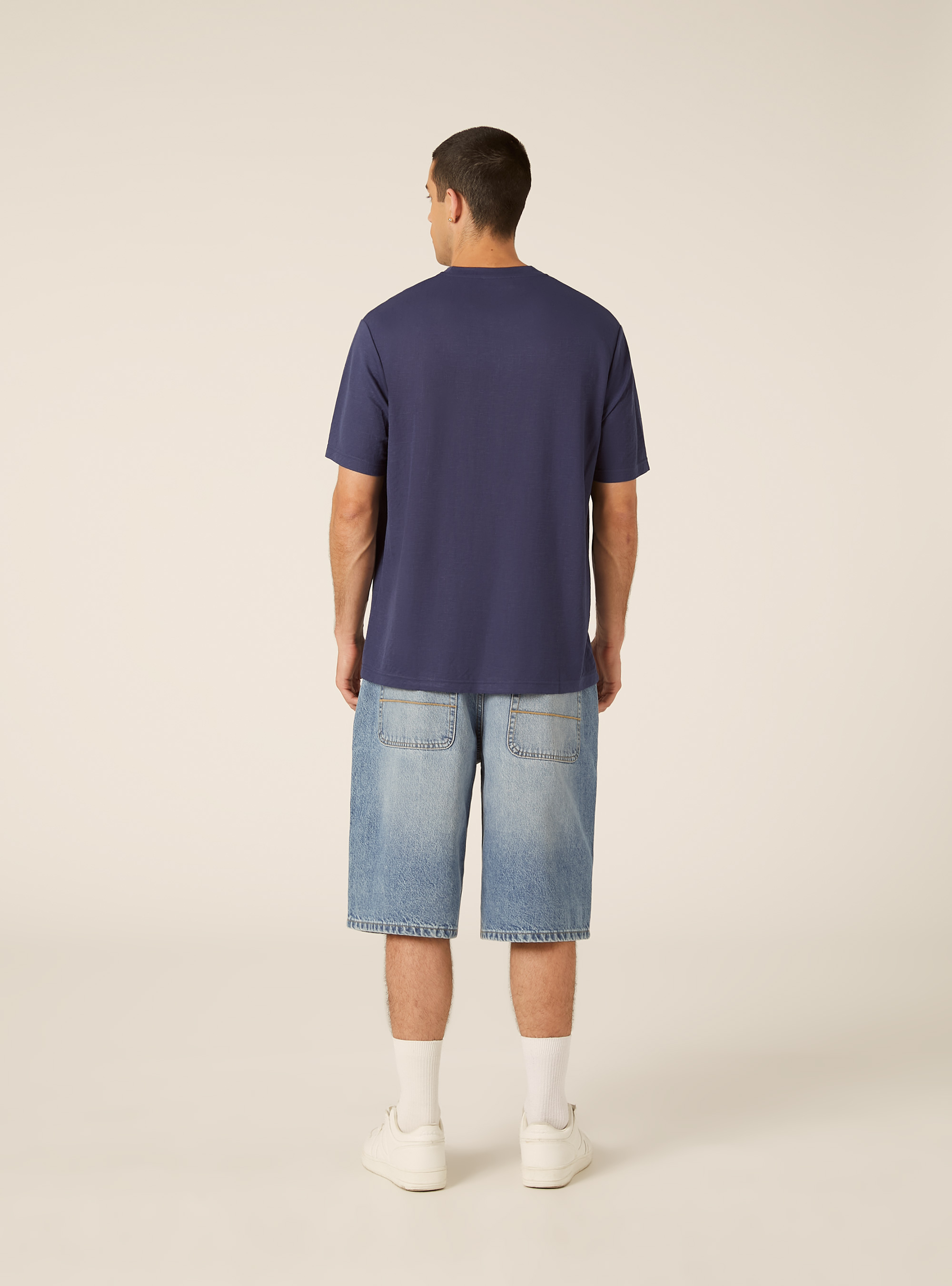 Boxy Fit Textured T-Shirt, BL2 BLUE MEDIUM