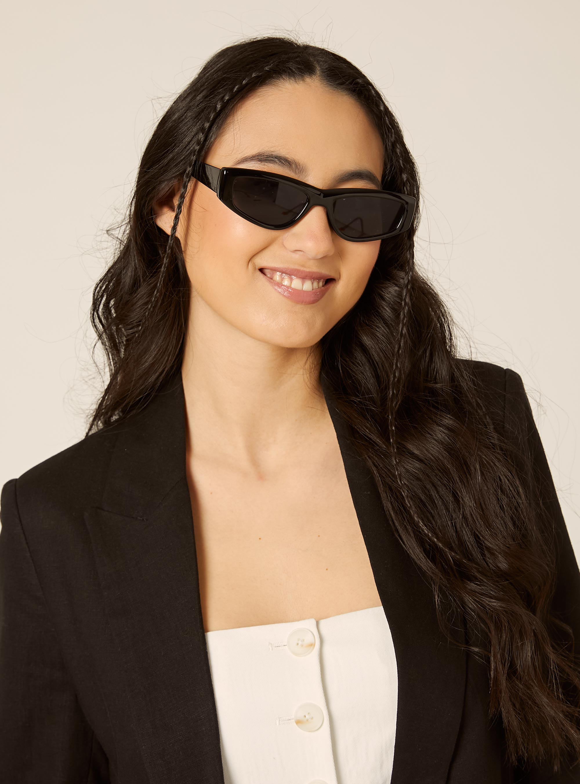 Blazer aperto misto lino, BK1 BLACK