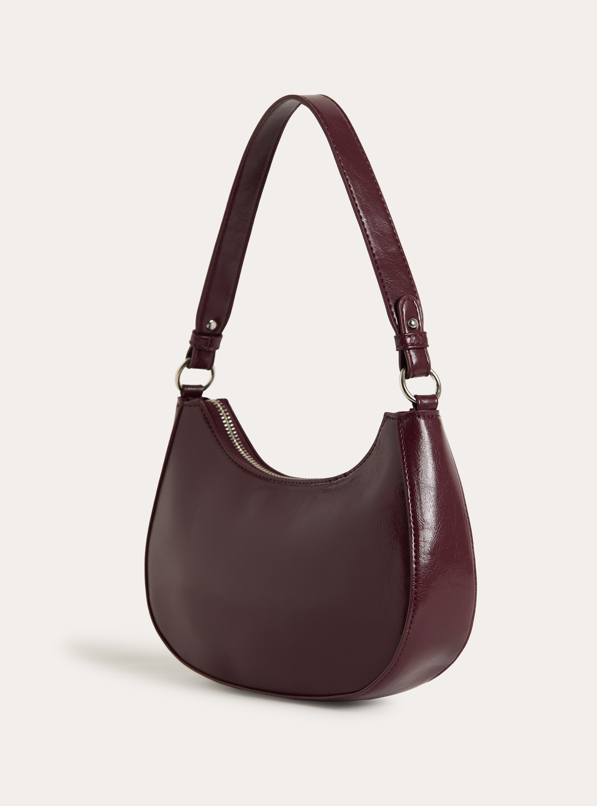 Halbmond-Schultertasche, BO1 BORDEAUX DARK