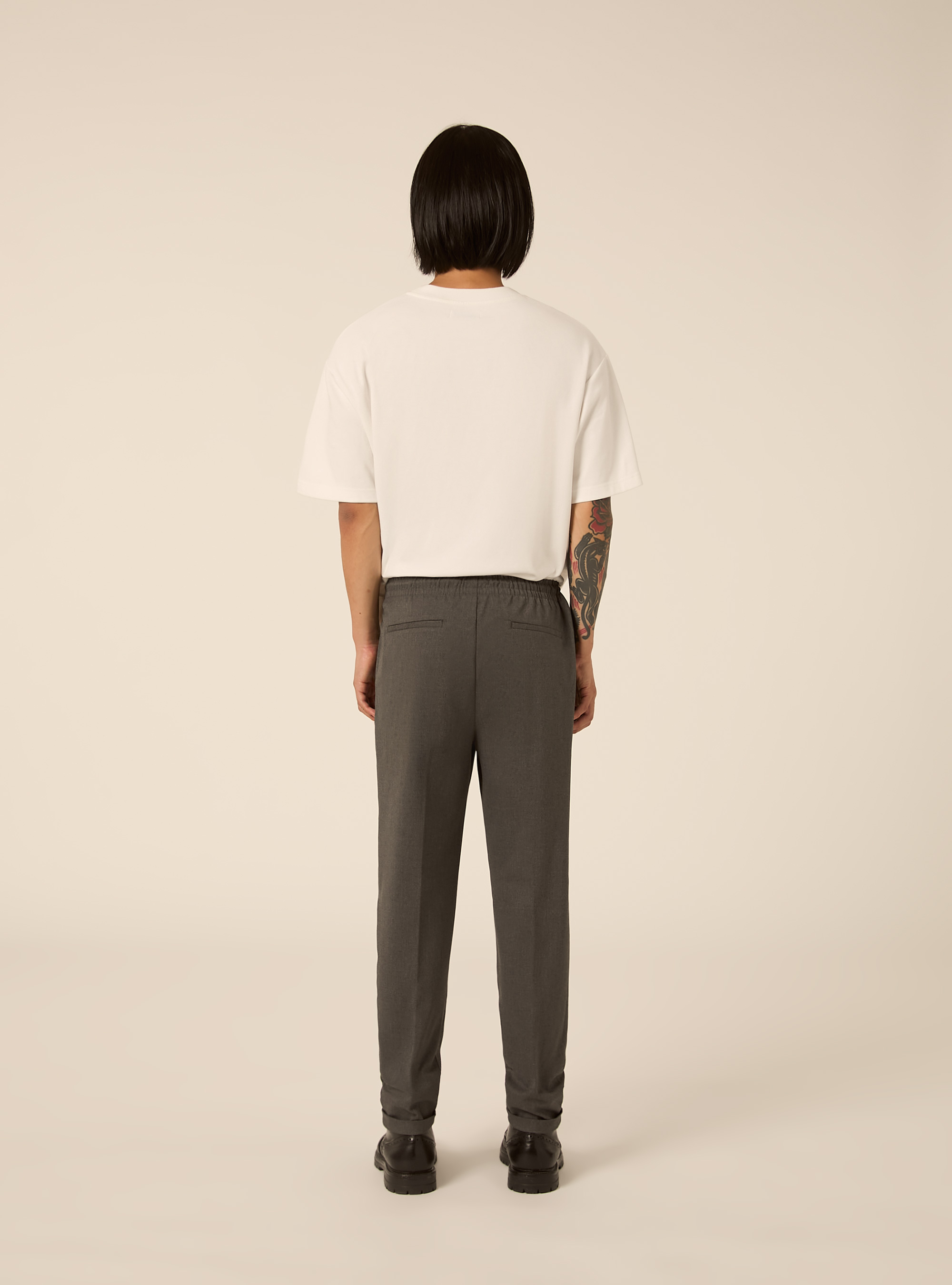 Tailored jogger trousers with elasticated drawstring waist, MGY1 GREY MEL DARK