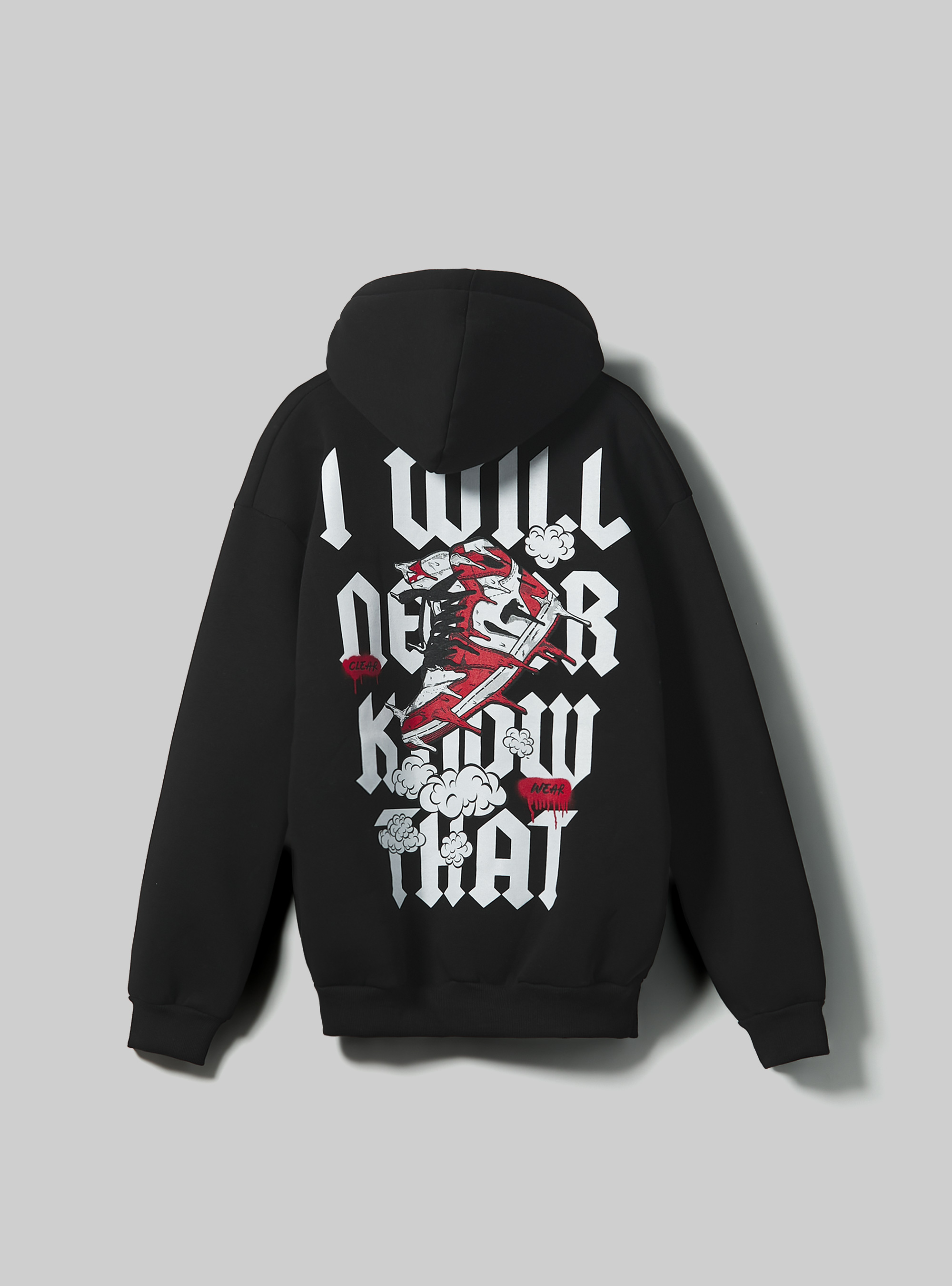 Hoodie with print, BK1 BLACK