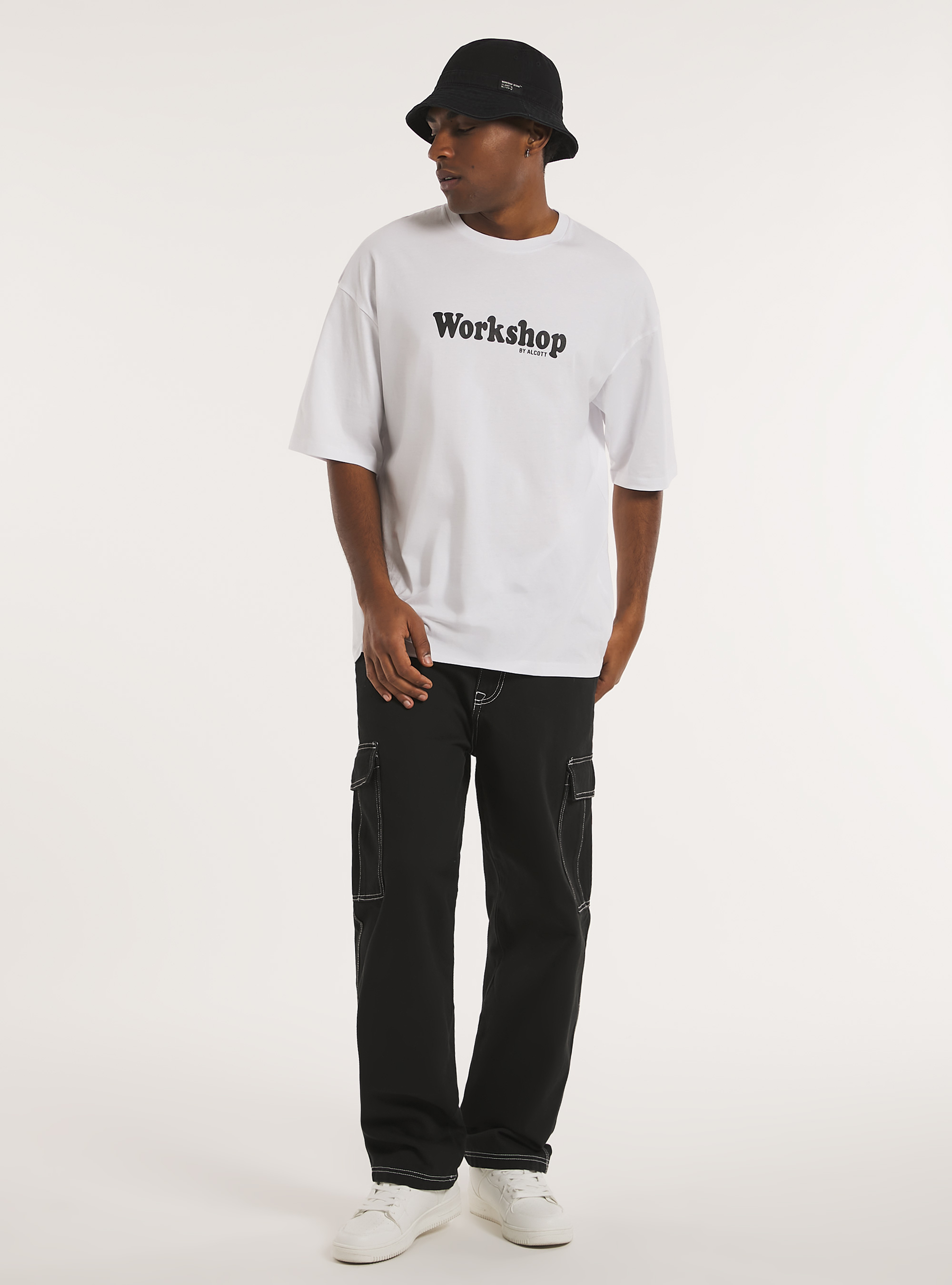 T-shirt oversize avec logo, WH3 WHITE