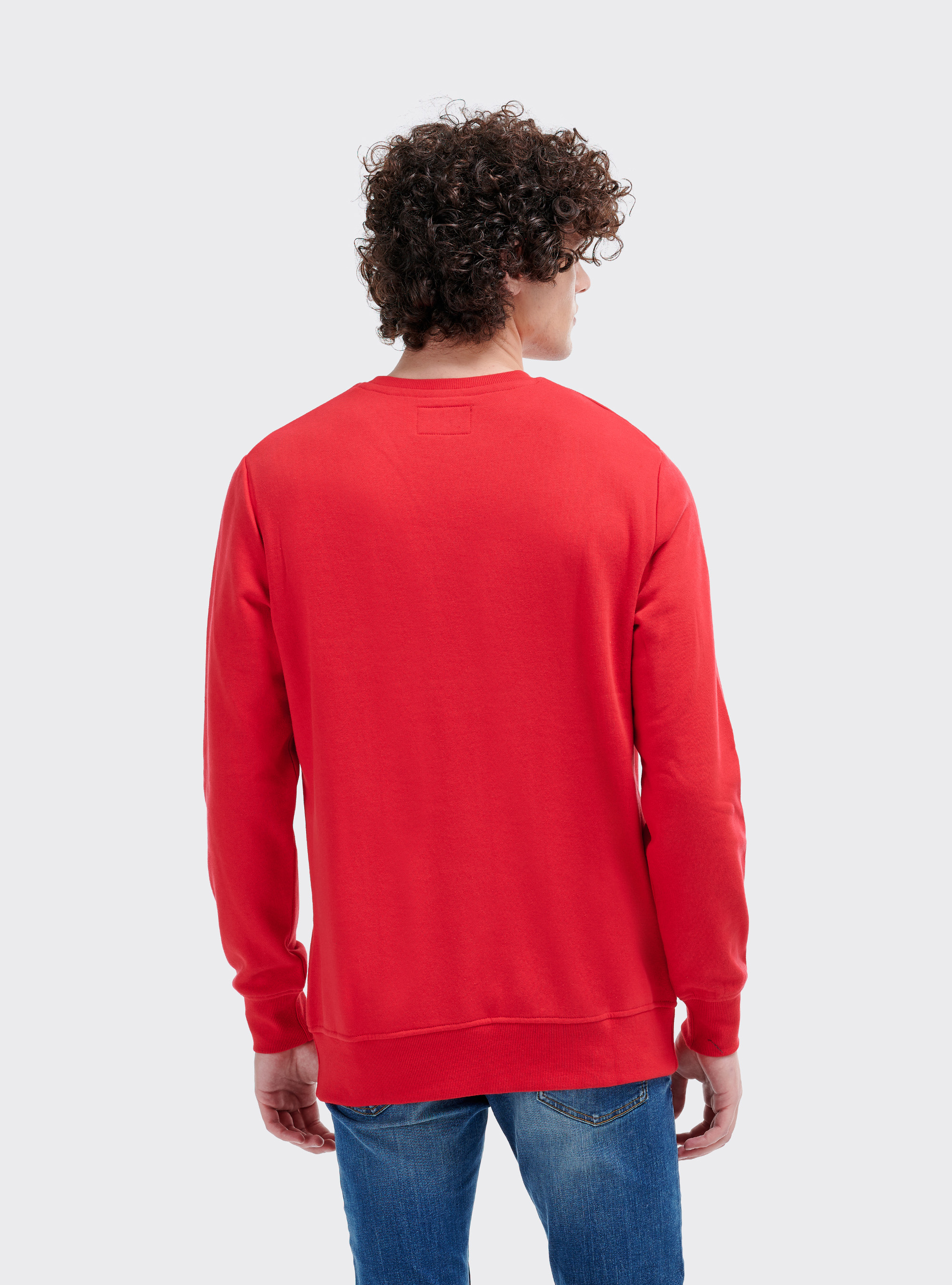 Sweat-shirt à col rond avec impression college, C4497 RED