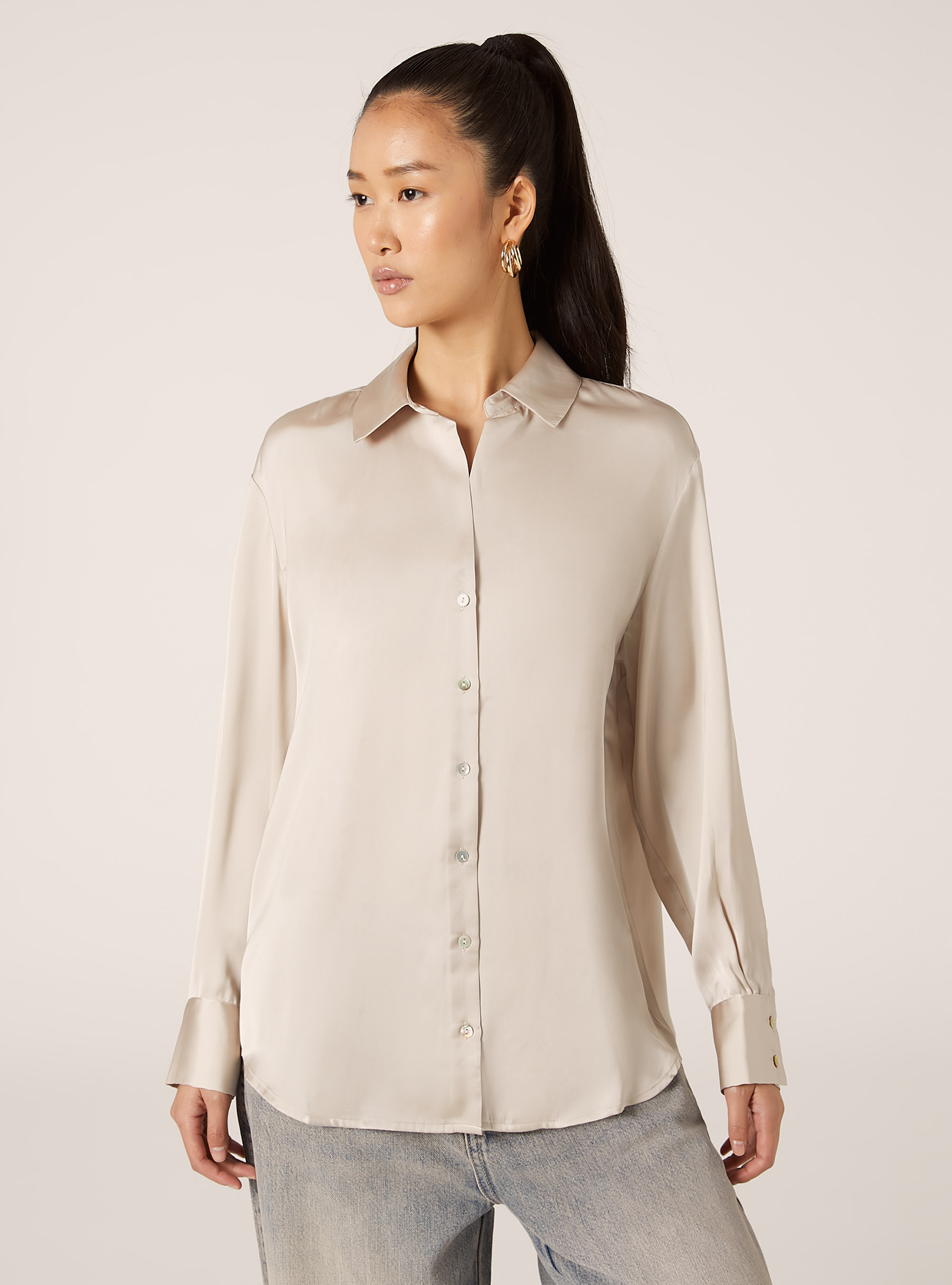 Solid-coloured satin shirt | Alcott | Women's Shirts and Blouse