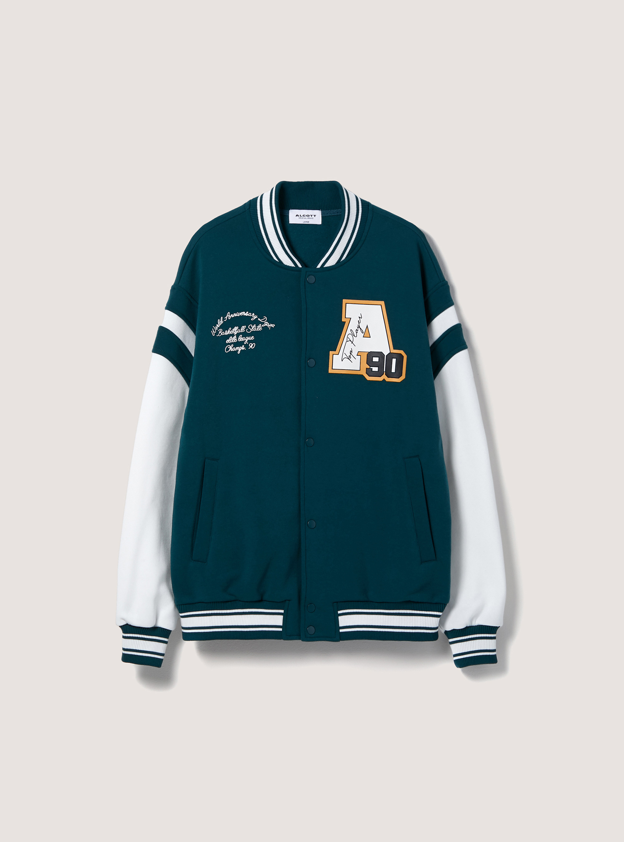 College Bomber Jacket with print, OB2 BLUE OIL MED.