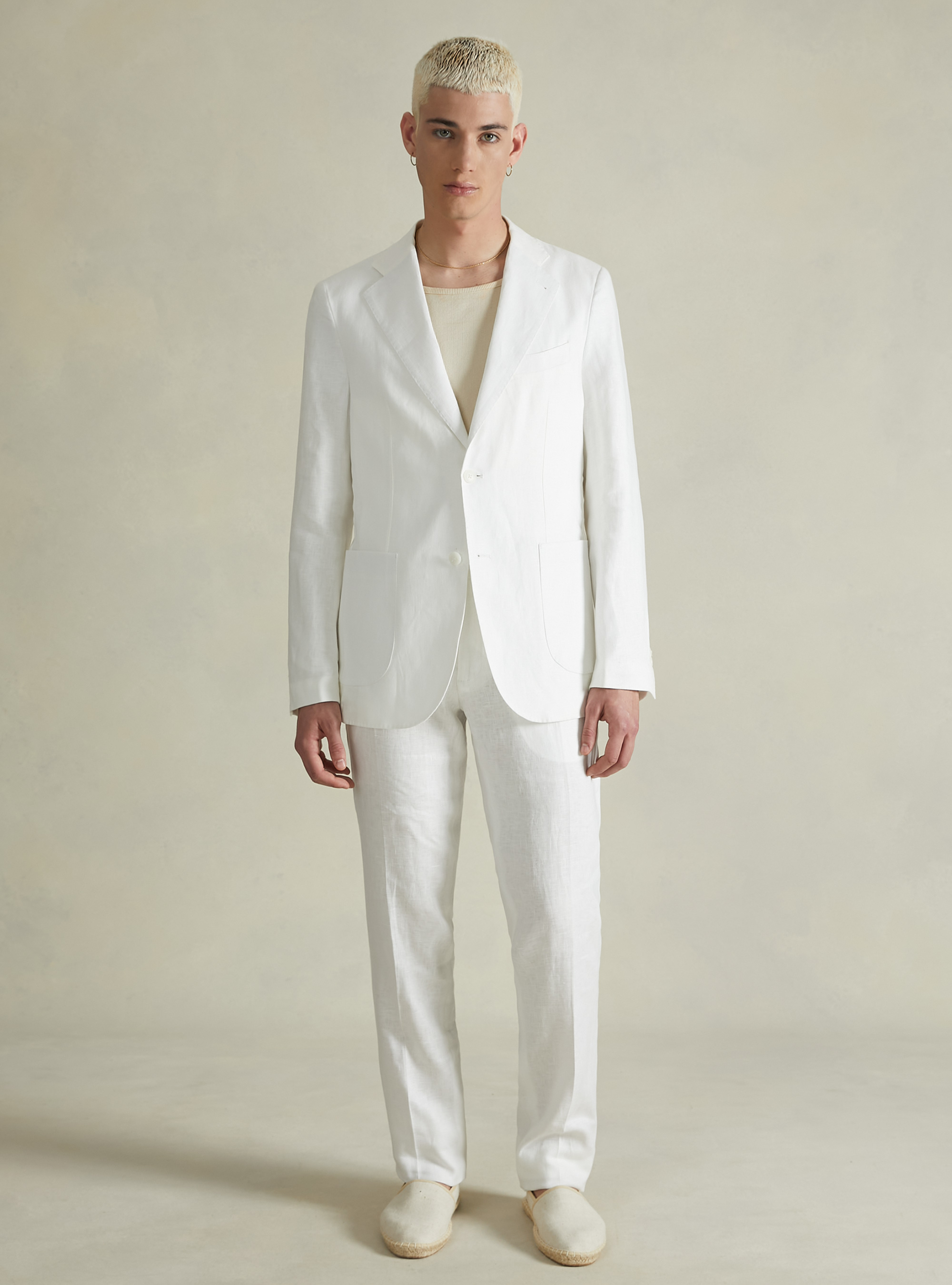 Hose aus reinem Leinen, WH1 OFF WHITE