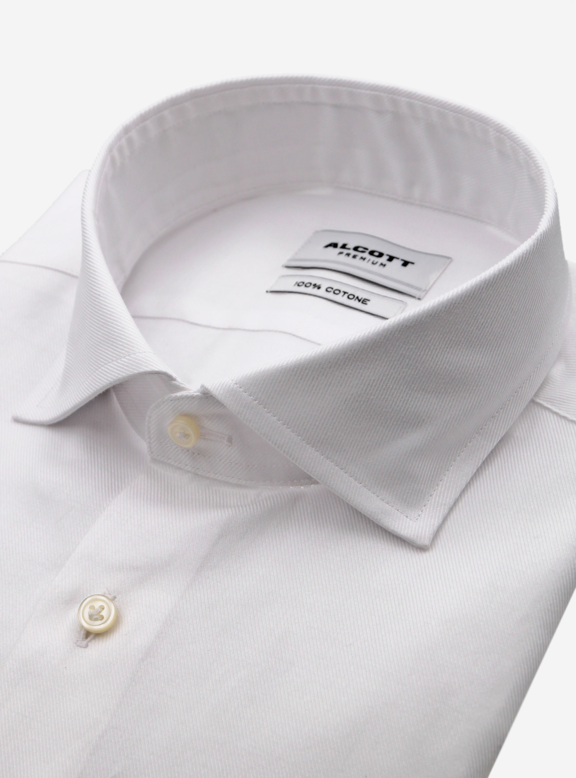 Chemise en twill avec col francais, C099 WHITE