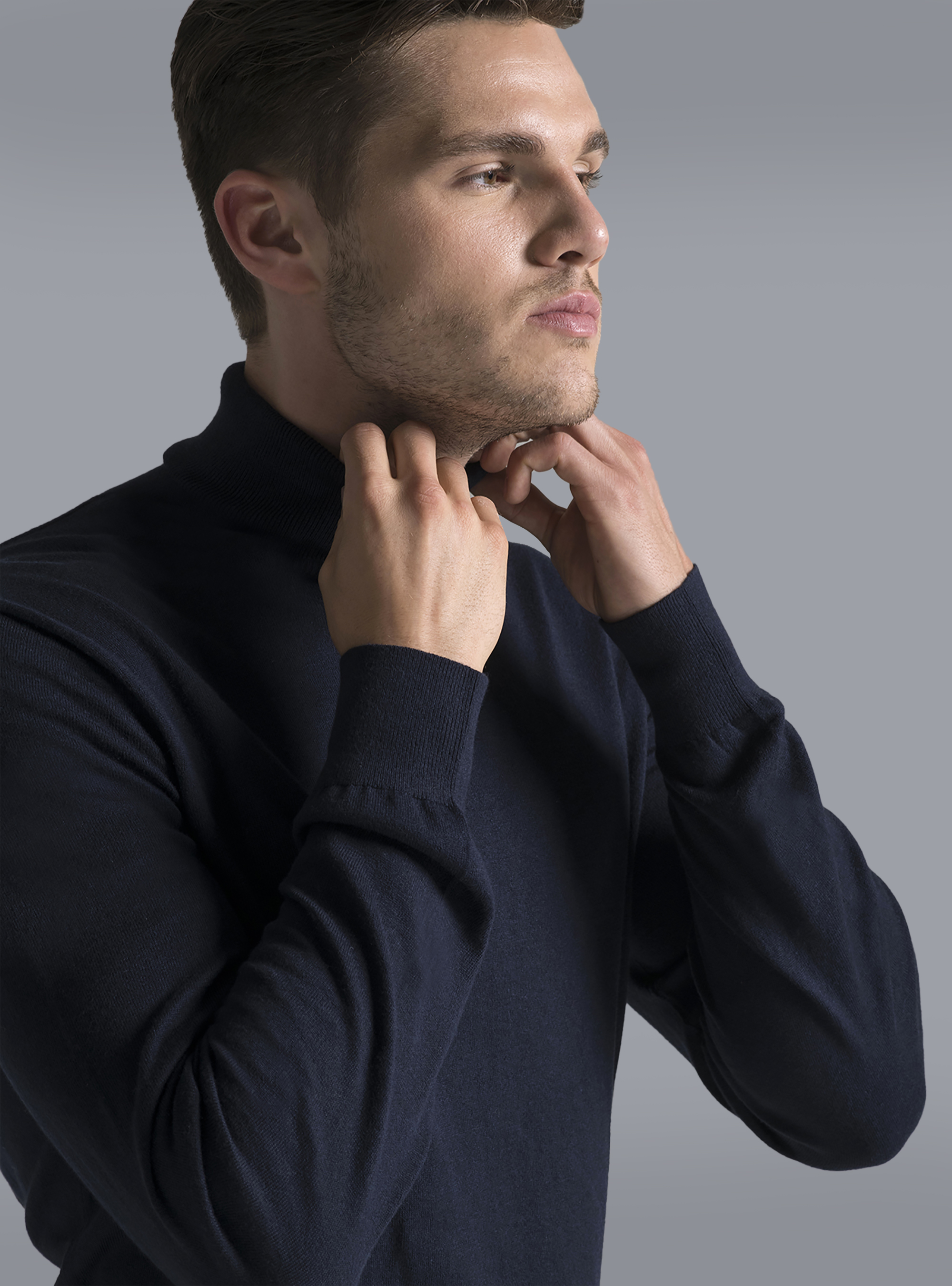 Maglia con collo alto, AZUL MARINO