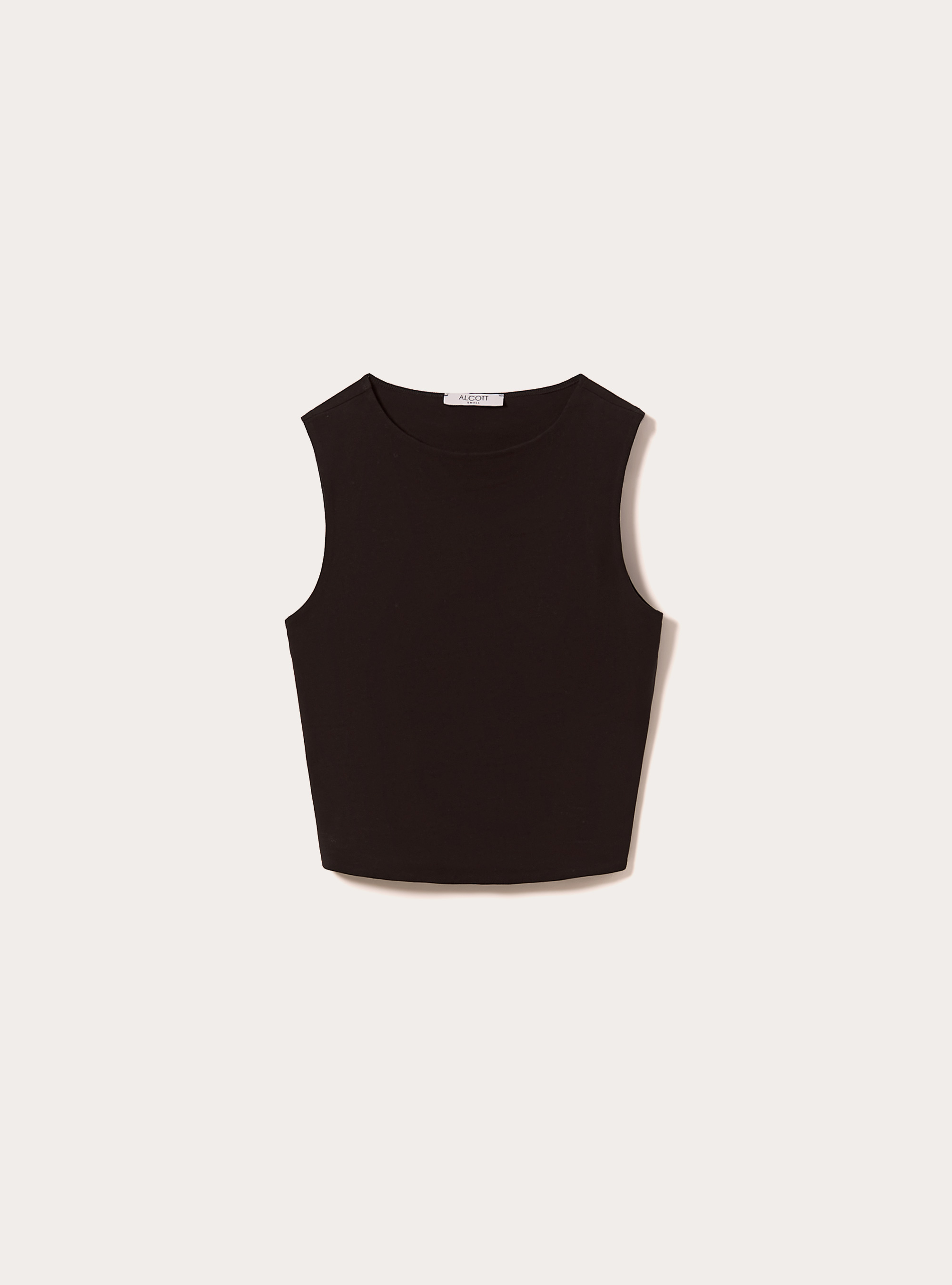 Canotta basic crop in jersey elastico, BK1 BLACK