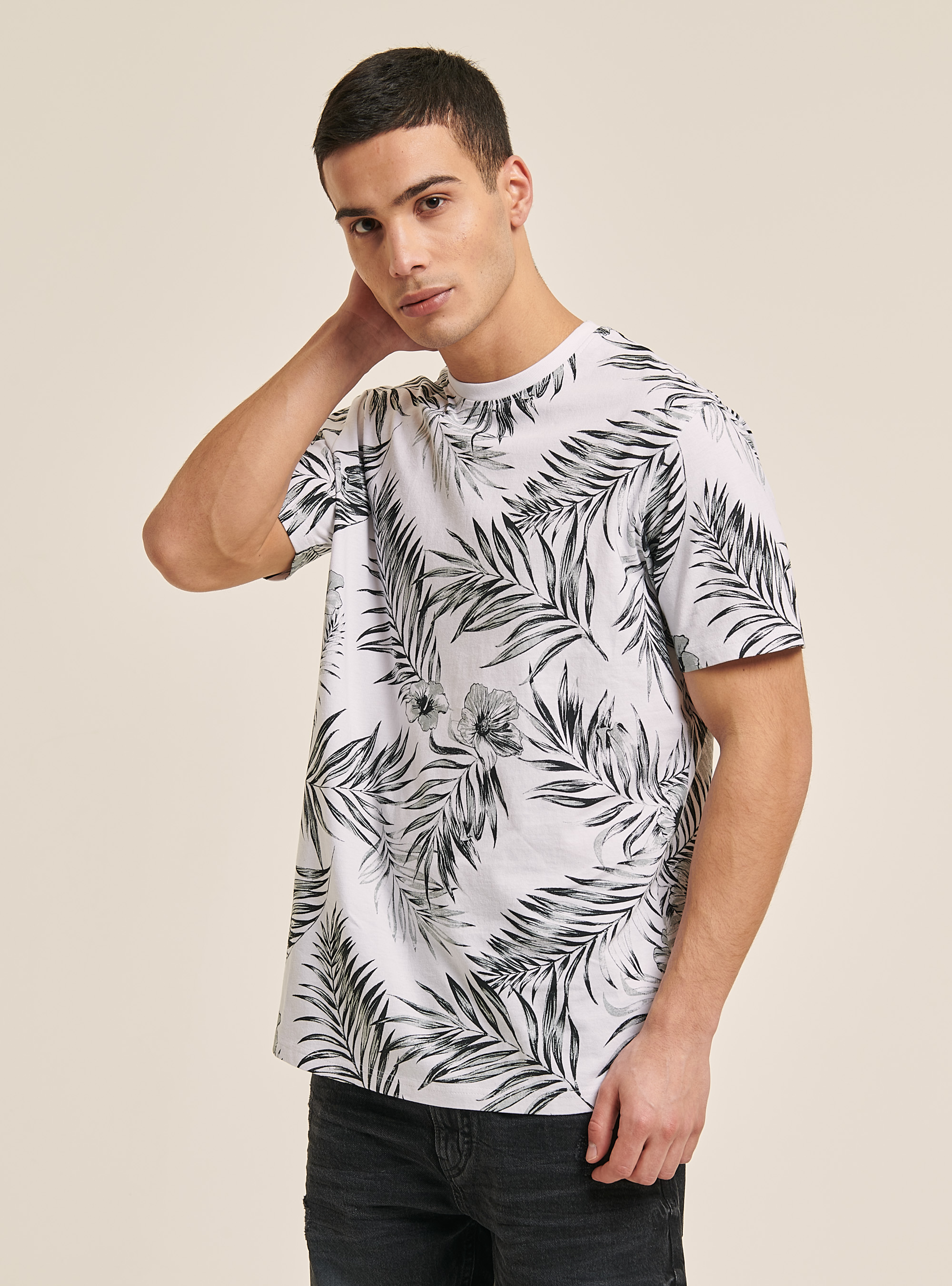 T-shirt with all over palm print, FLOWERS