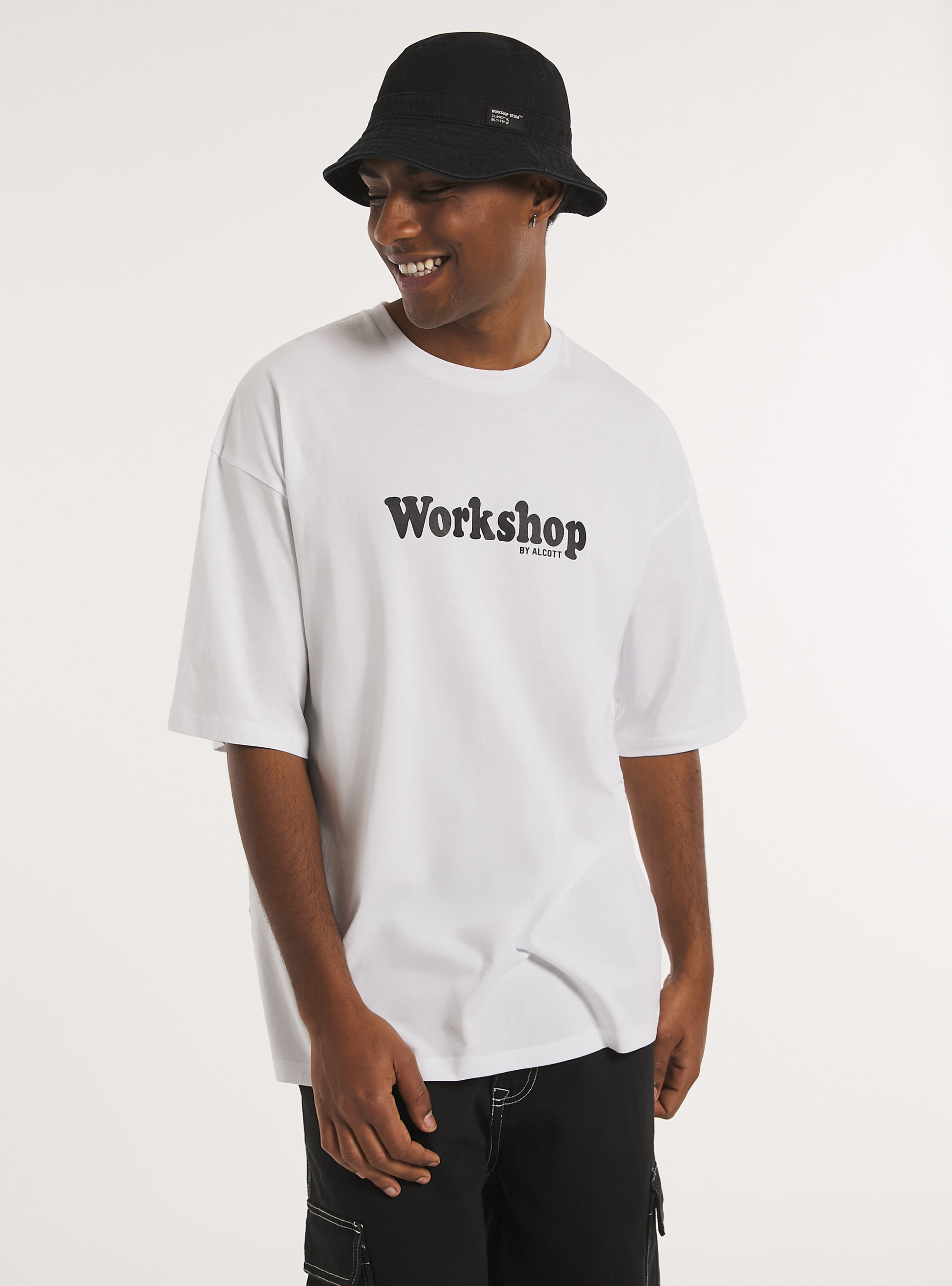 T-shirt oversize avec logo, WH3 WHITE
