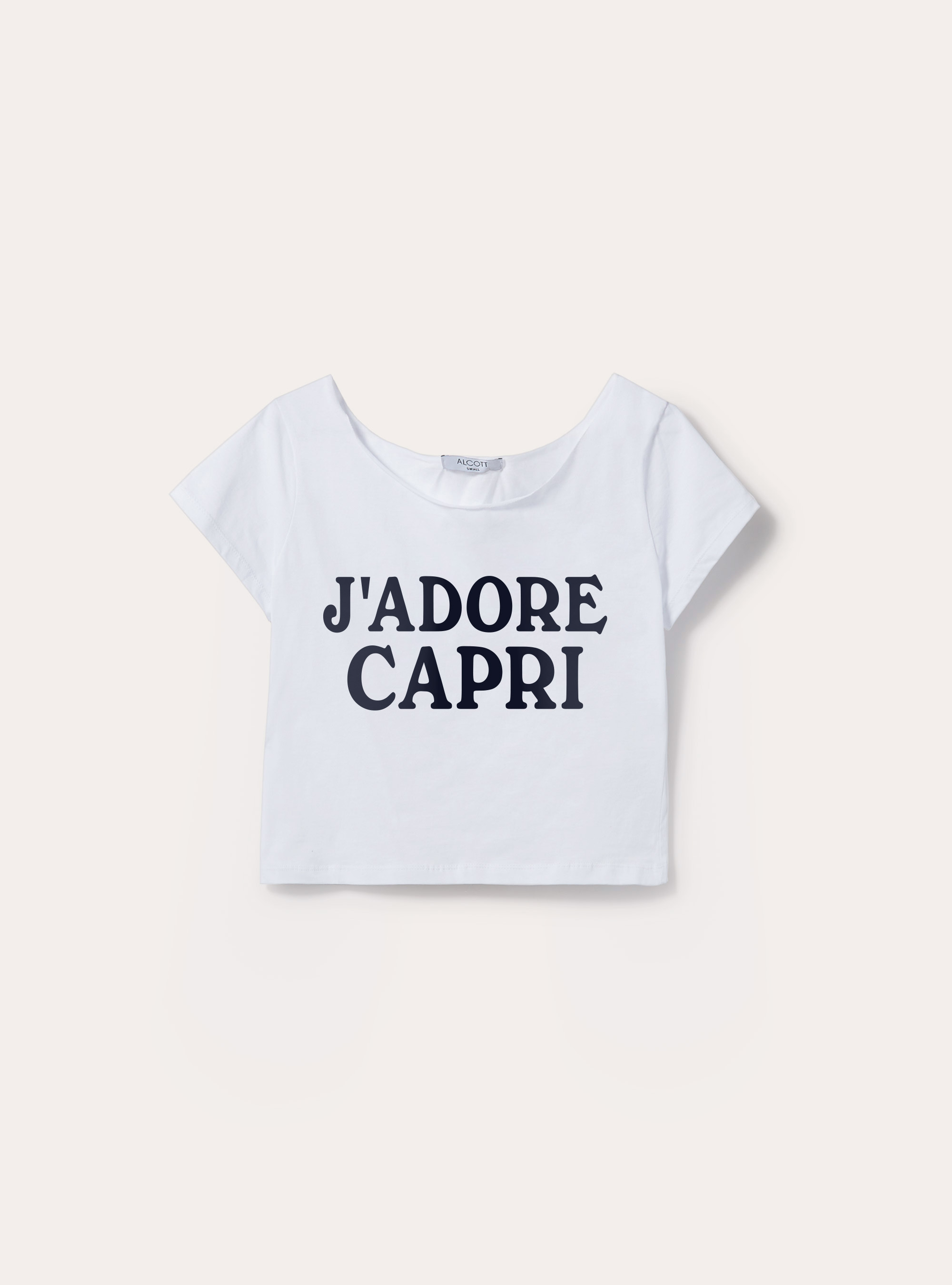 T-shirt scollo a barca la dolce vita capri, WH1 OFF WHITE
