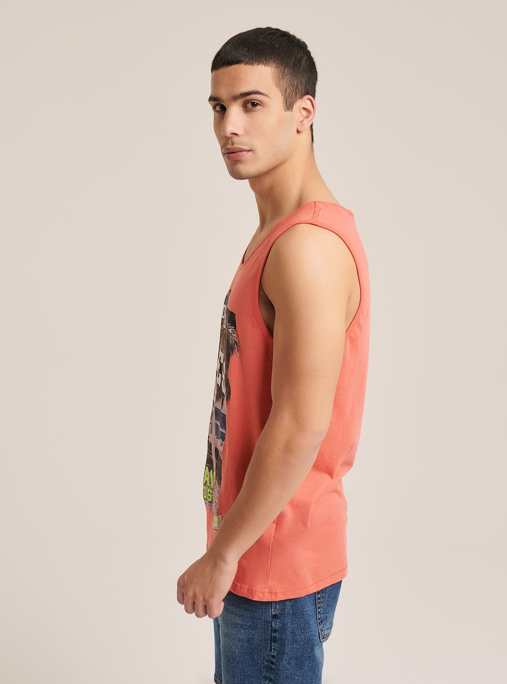 Canotta con stampa city, C0040 CORAL