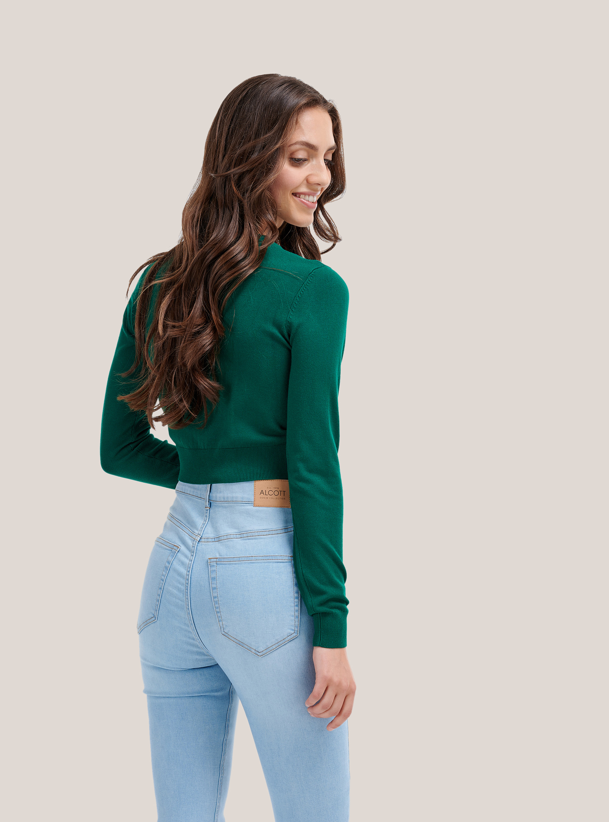 Pull court ras du cou, C6663 GREEN