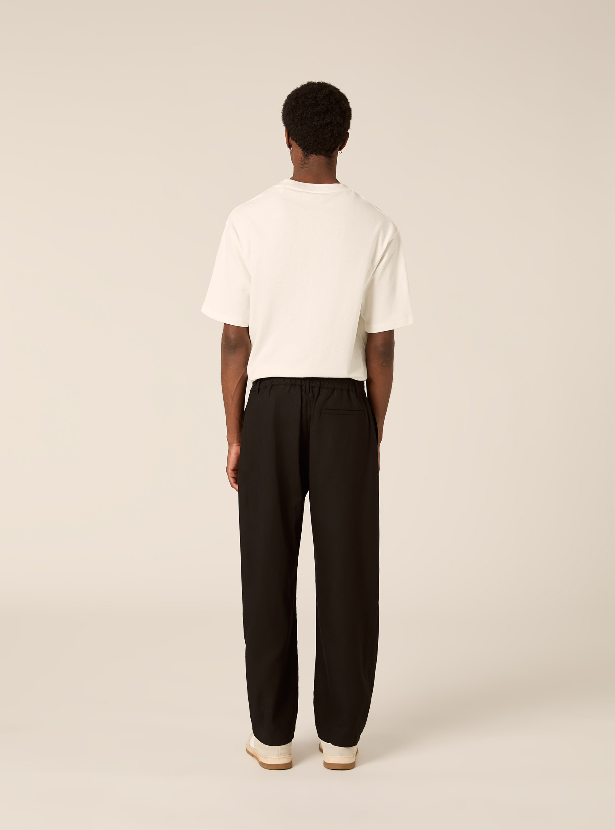 Pantaloni una pince in misto lino, BK1 BLACK