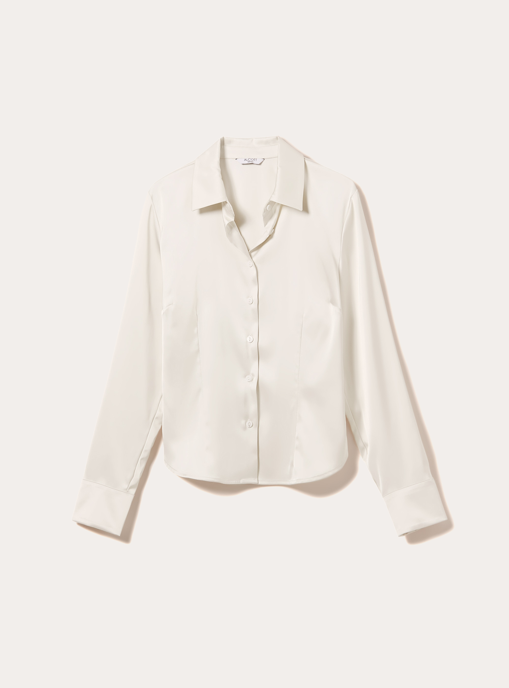 Camisa ajustada satinada, WH1 OFF WHITE