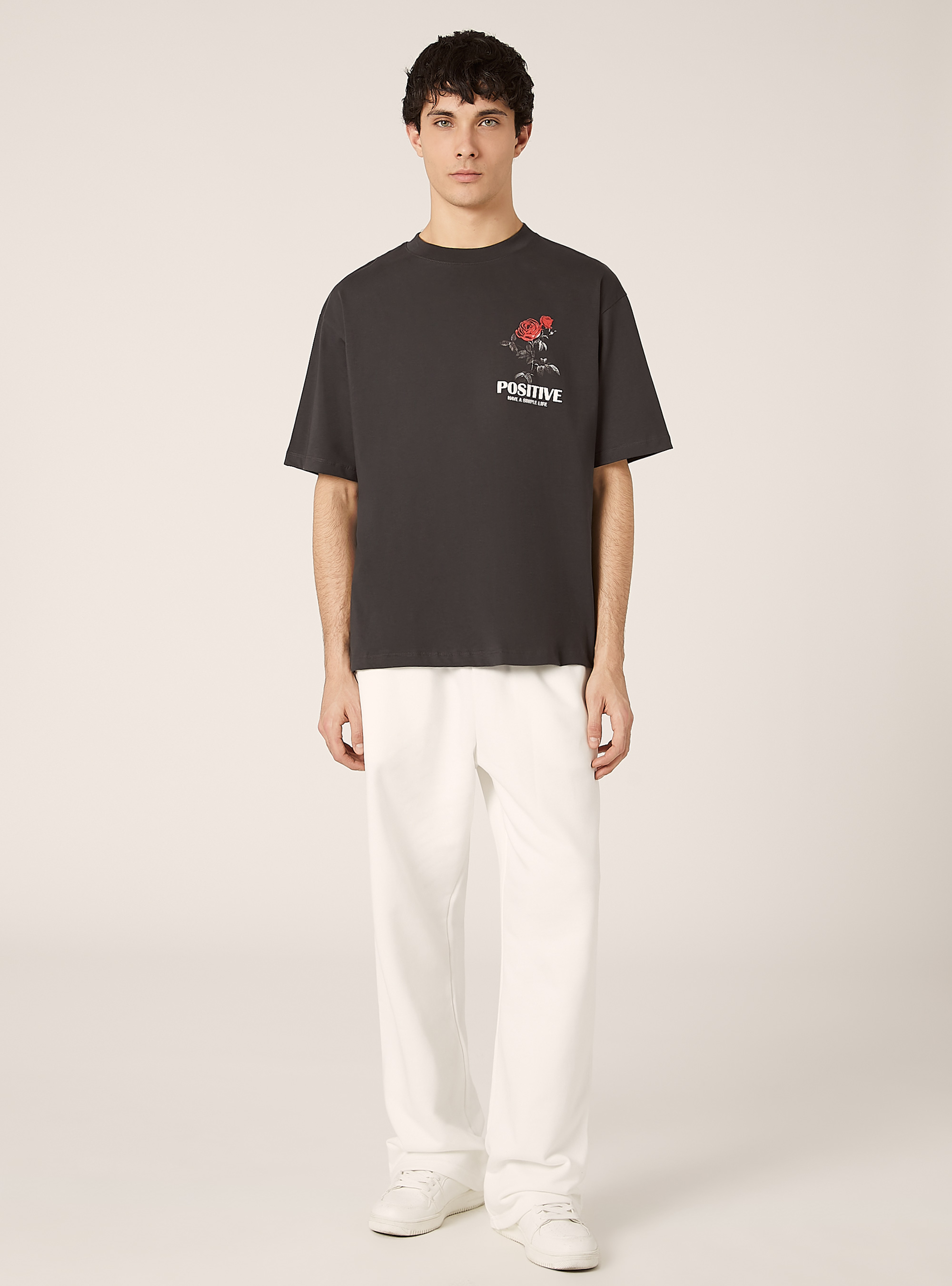 Boxy fit t-shirt with POP STATEMENT print, GY1 GREY DARK