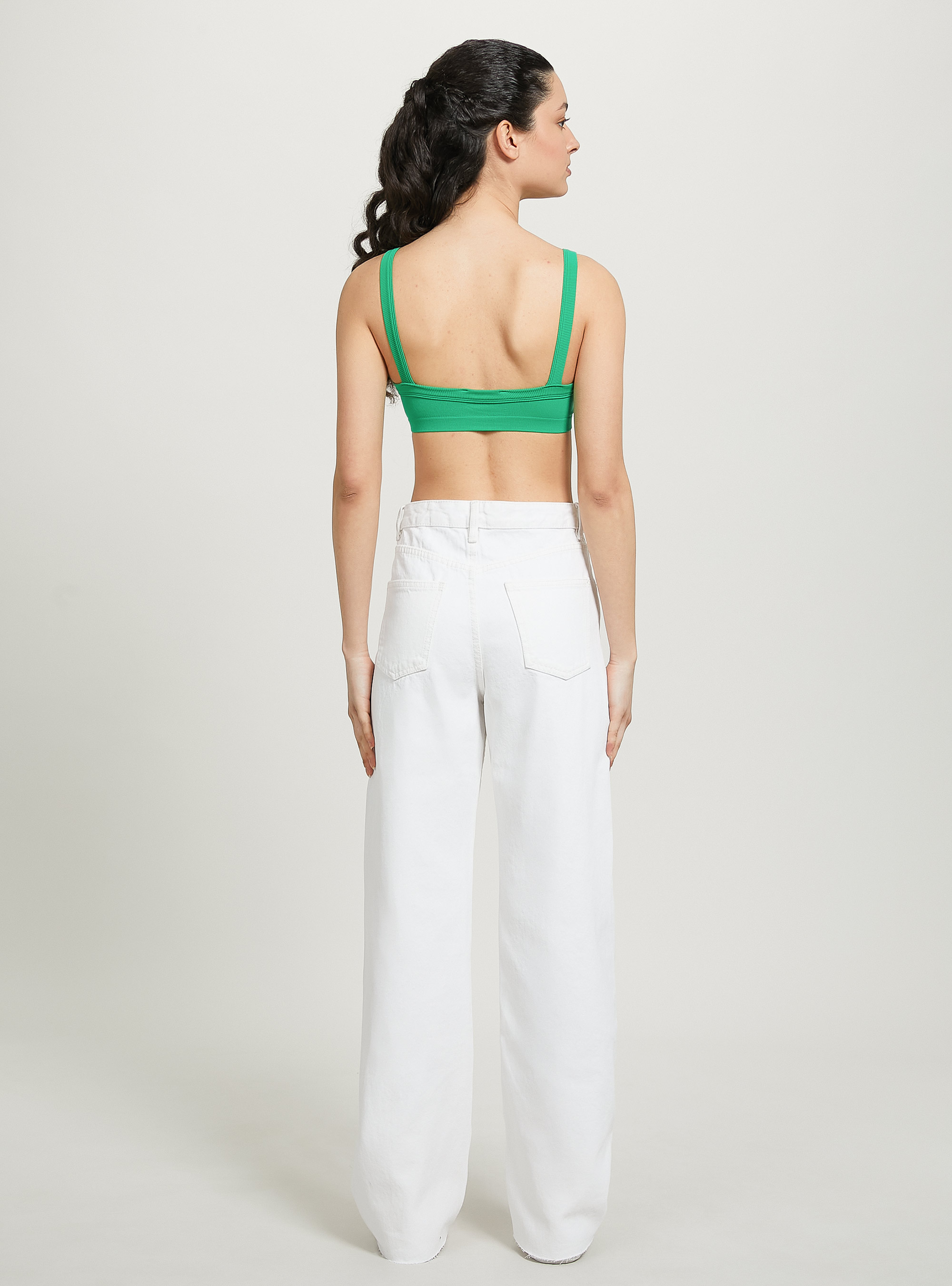Ribbed brassiere top, GN2 GREEN MEDIUM