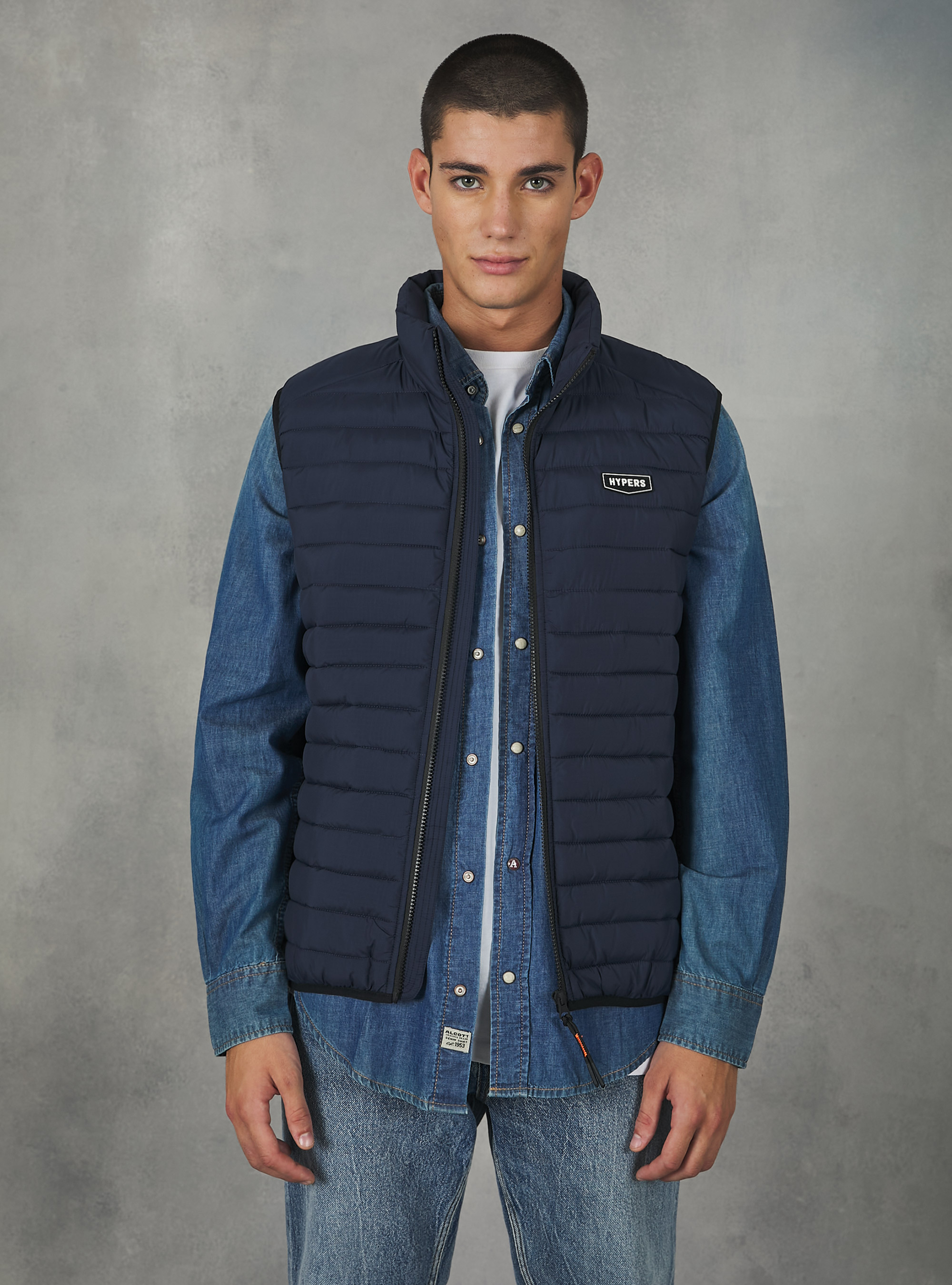 Padded sleeve jacket with contrasting zip, NA2 NAVY MEDIUM