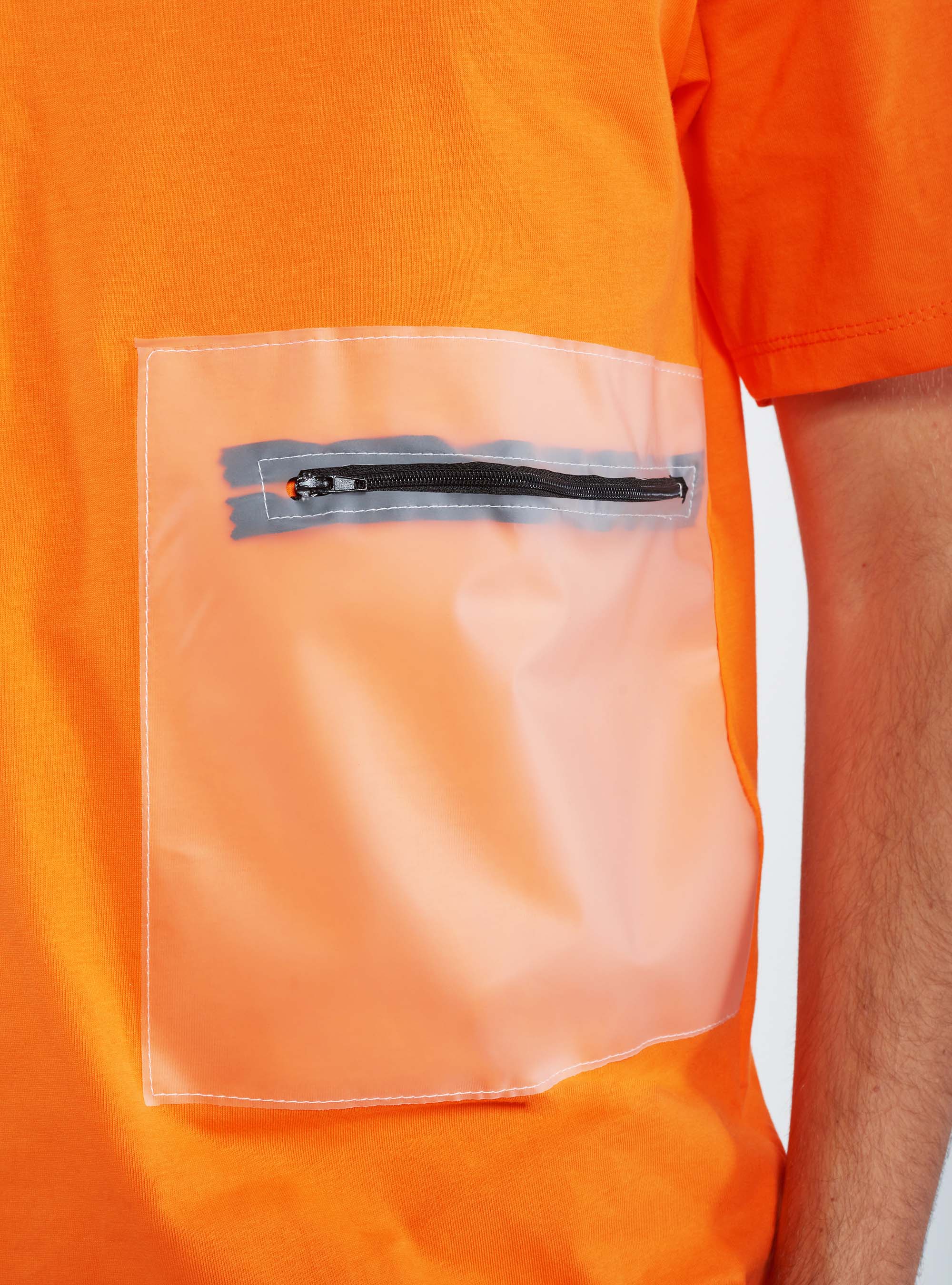 Maglietta con tasca trasparente, C3371 ORANGE