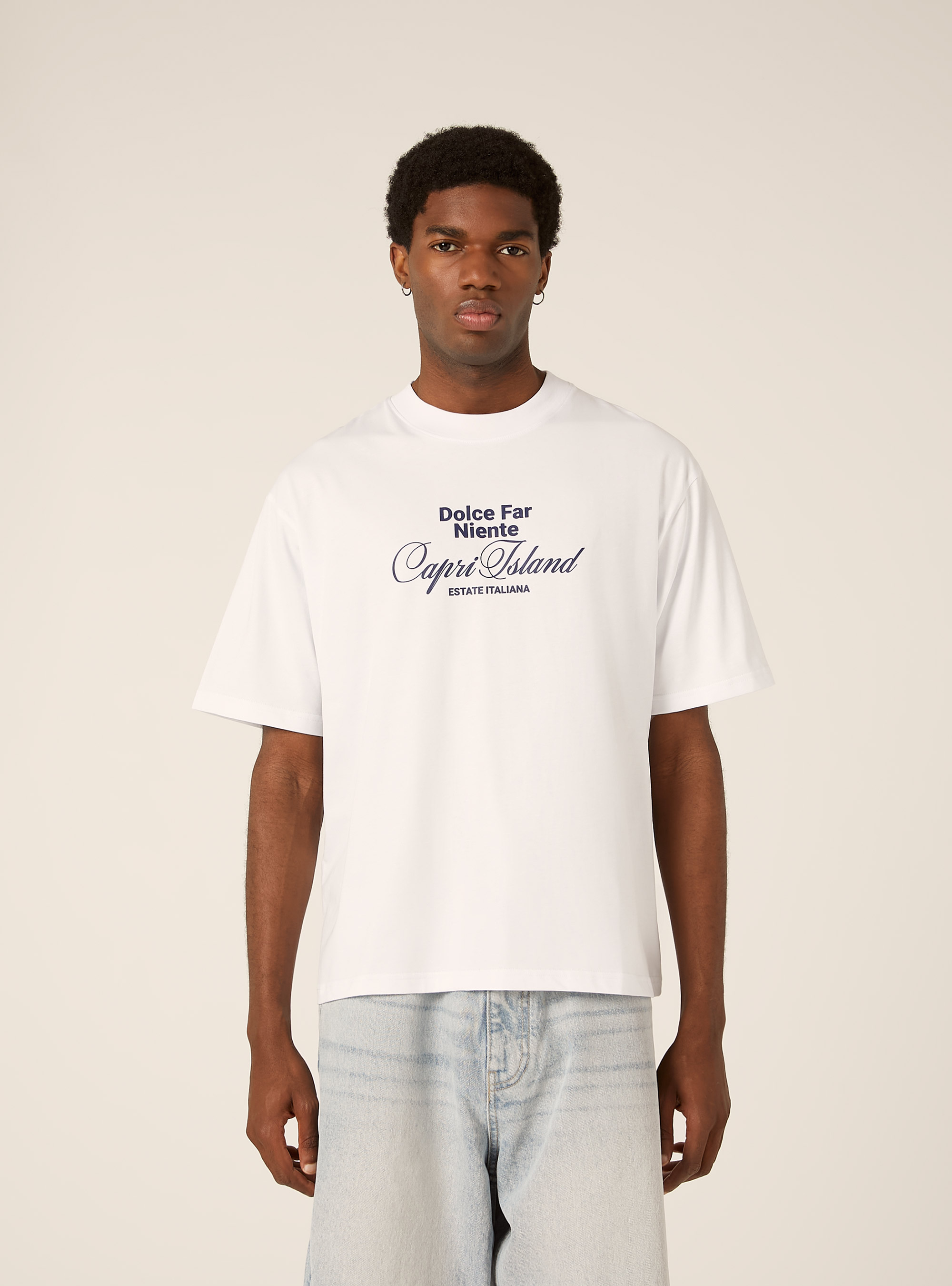 T-shirt  stampa capri, WH3 WHITE