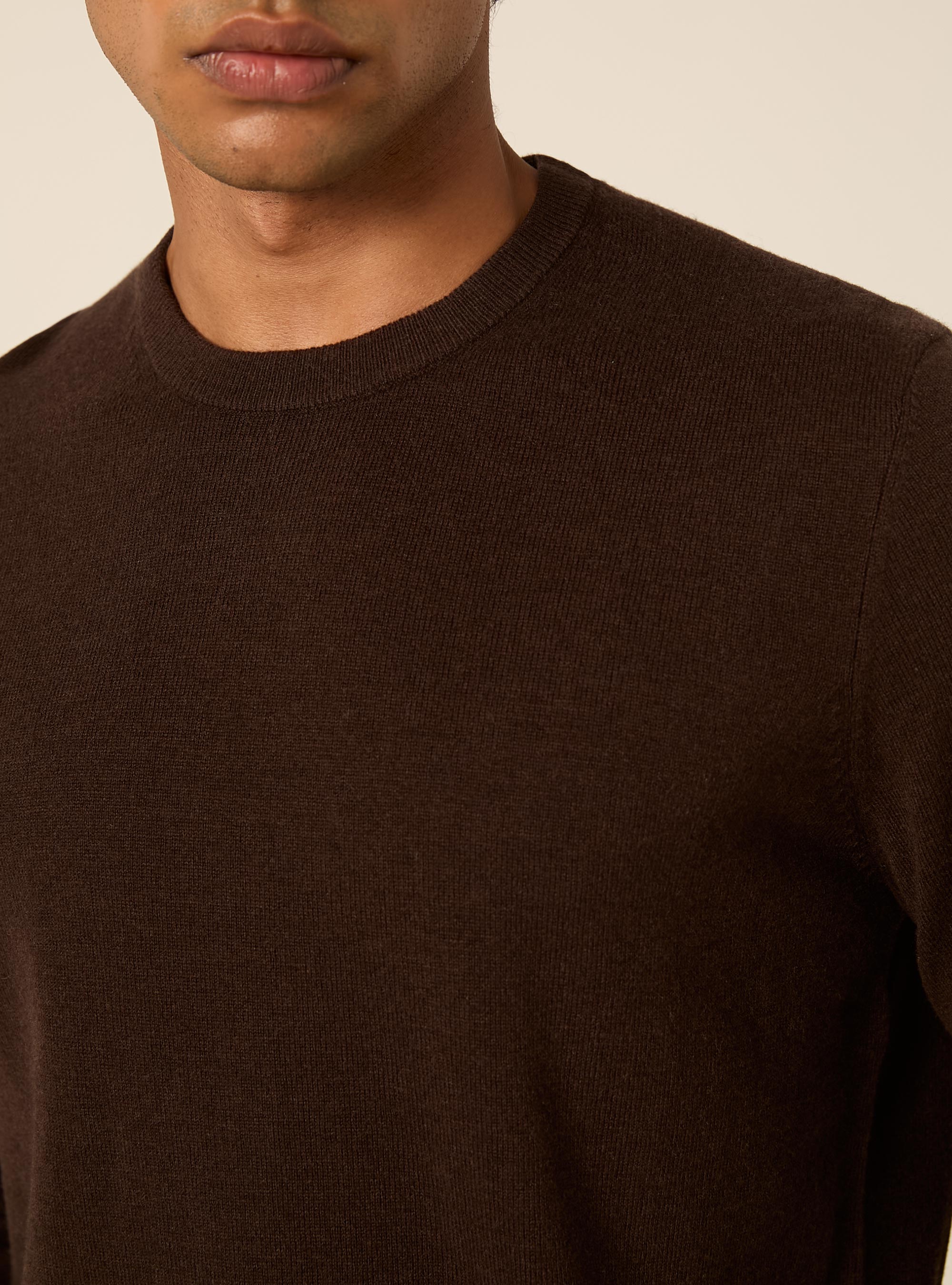 Girocollo in maglia in lana poliammide cashmere, BR1 BROWN DARK