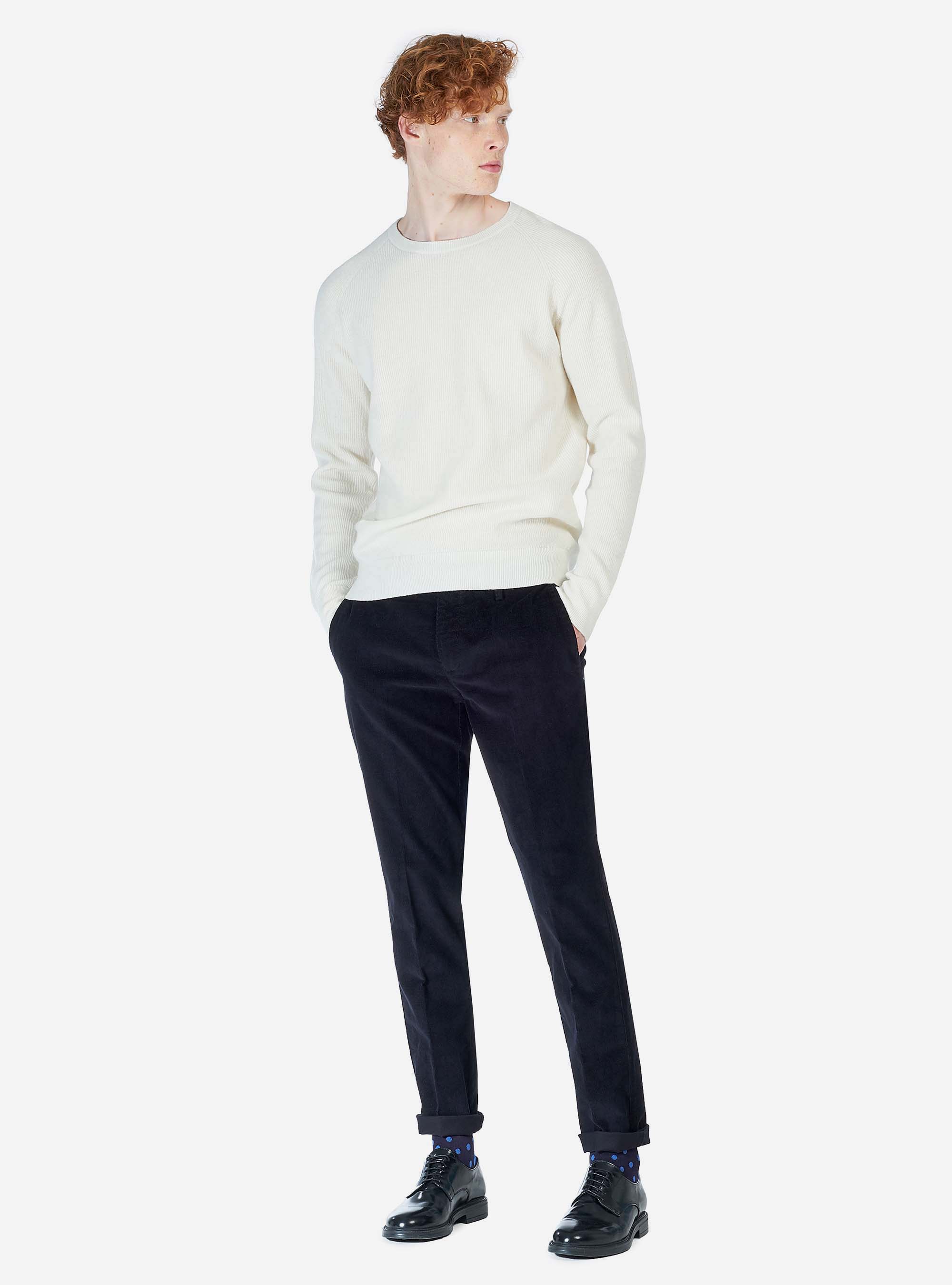 Pul col rond à côtes anglaises, C099 WHITE