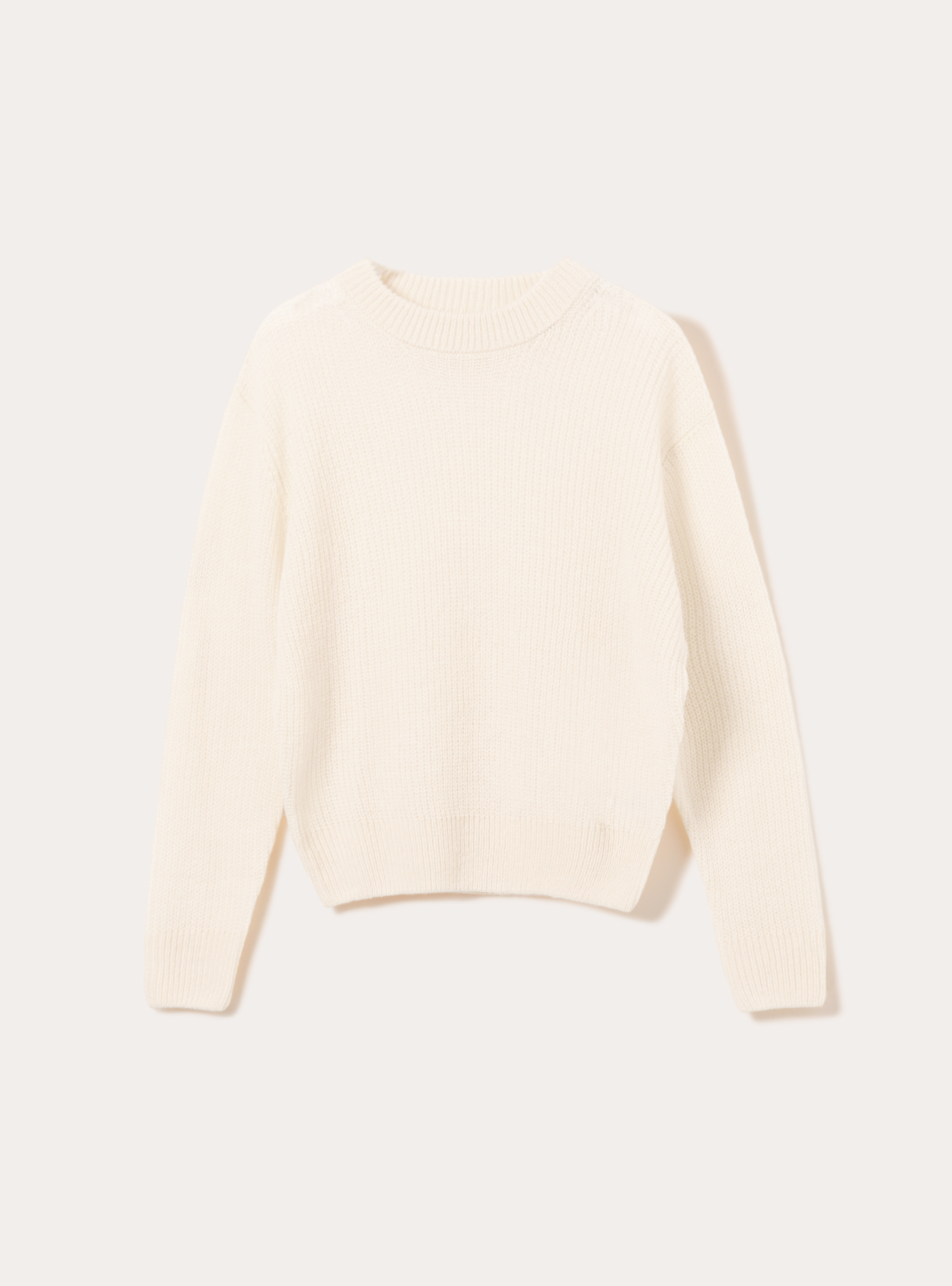 Pullover girocollo tinta unita, MWH1 WHITE MEL DARK