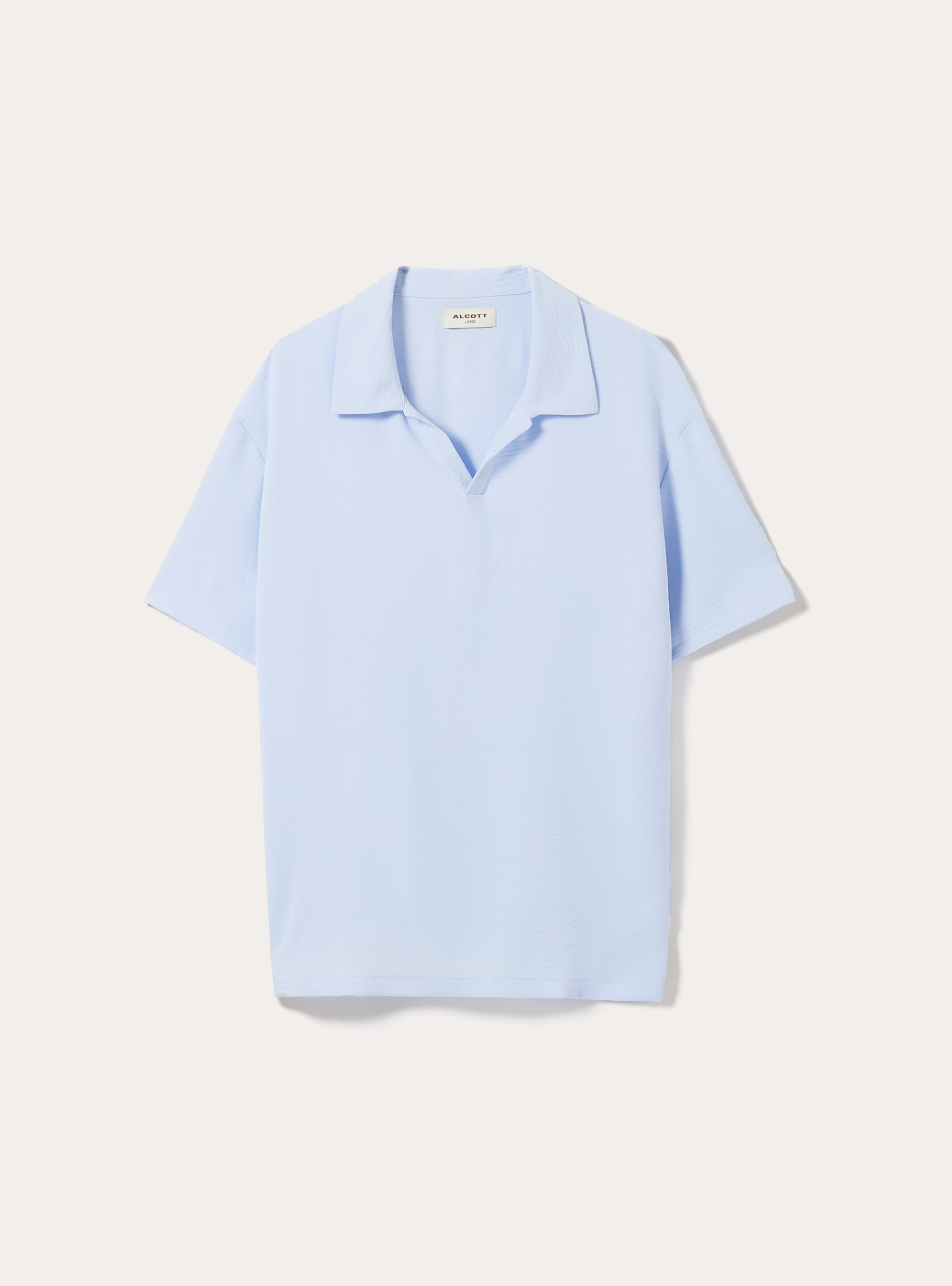Crepe polo shirt with open collar, AZ1 AZURE DARK