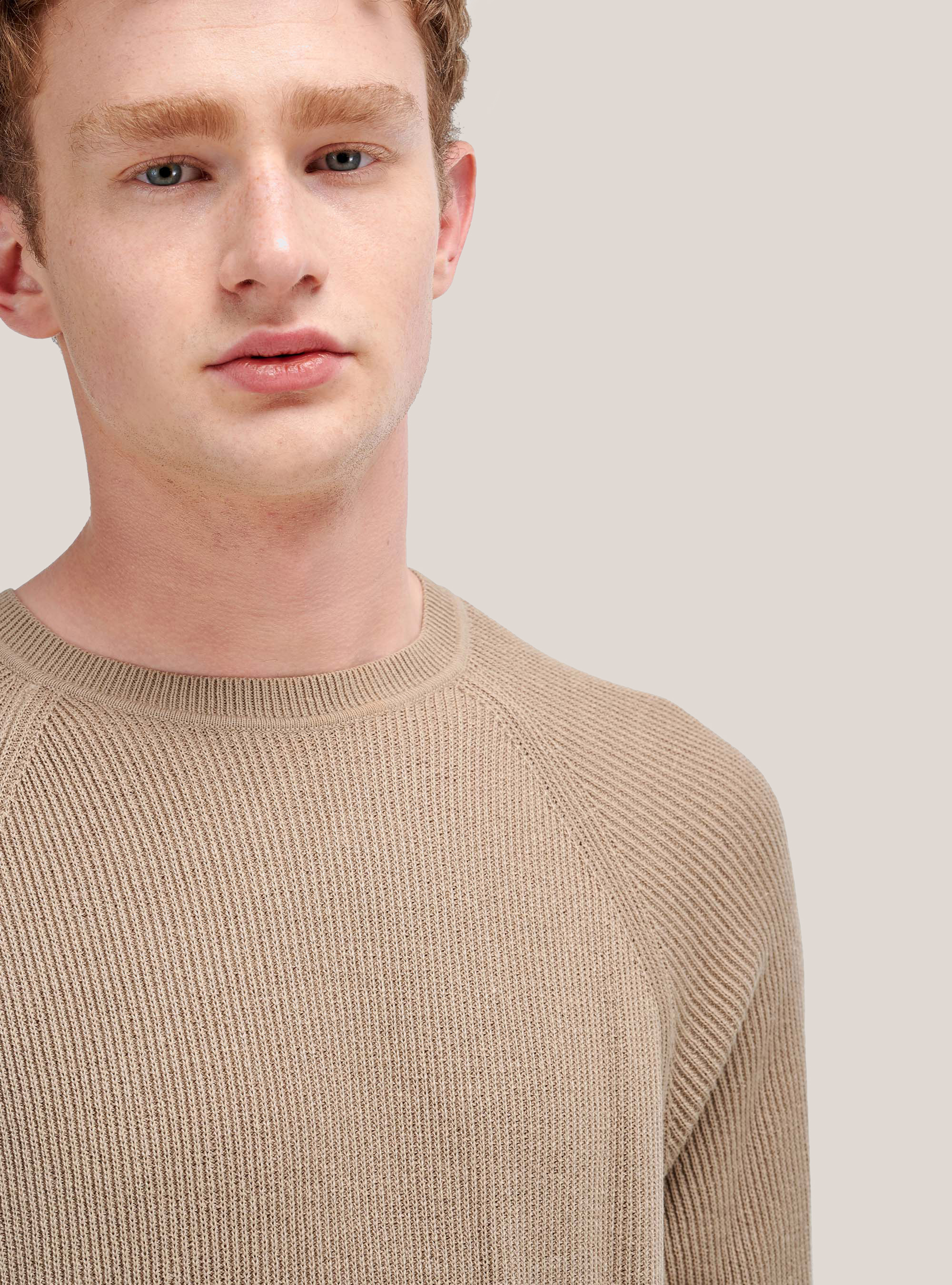 Pullover mit Rippchen, C5567 SAND