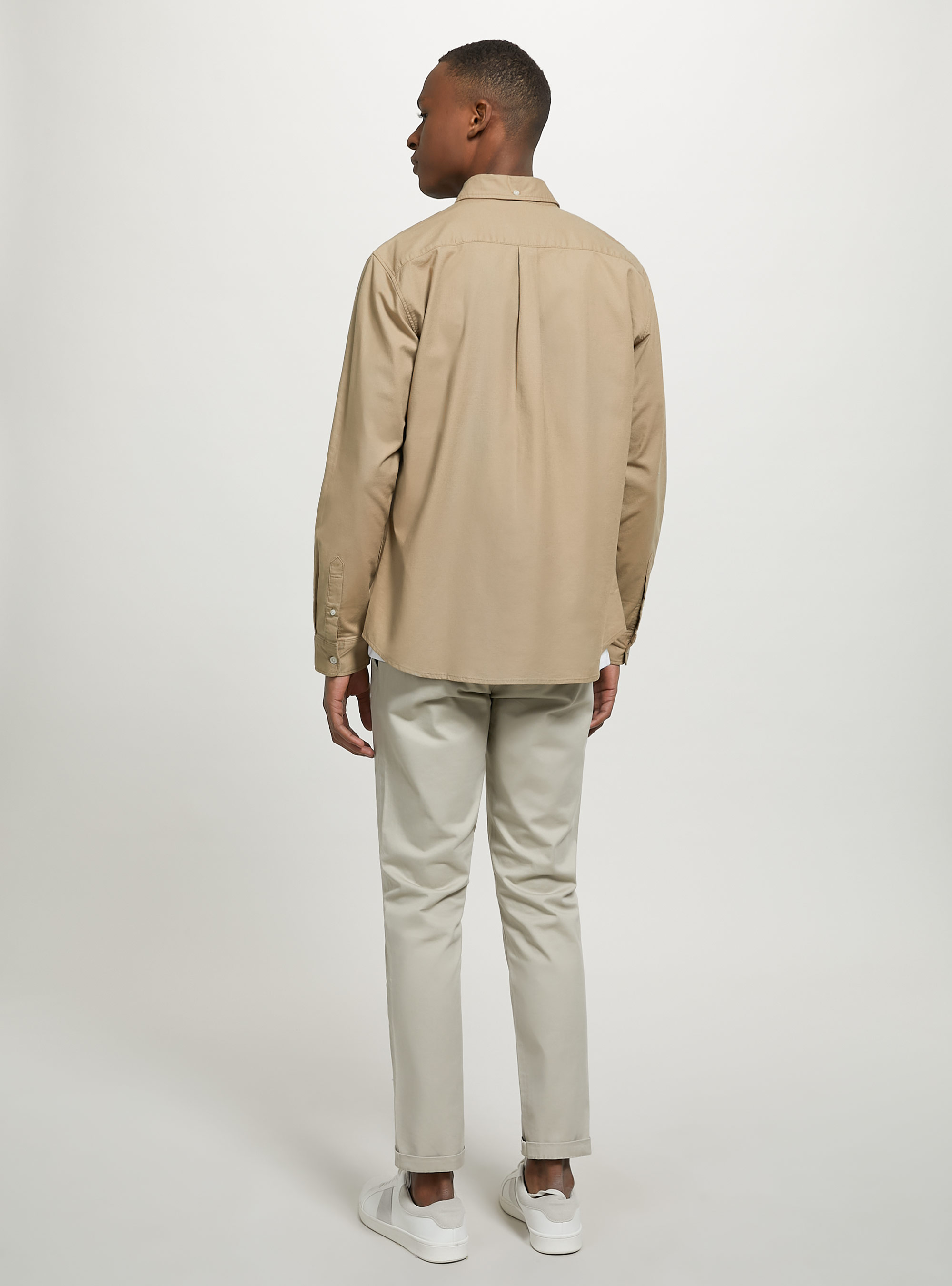 Camisa lisa de algodón, BG2 BEIGE MEDIUM