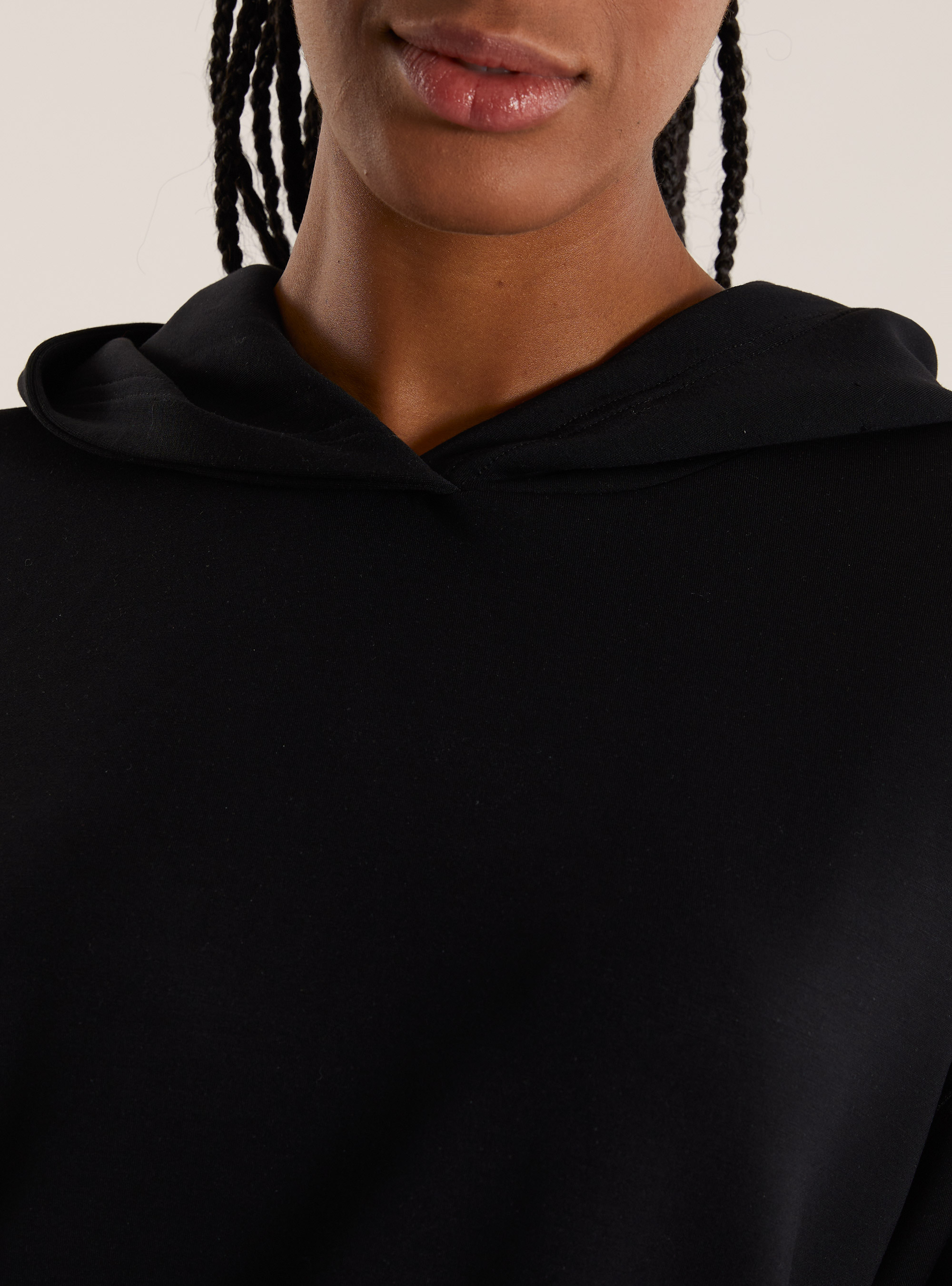 Felpa cropped soft touch, BK1 BLACK