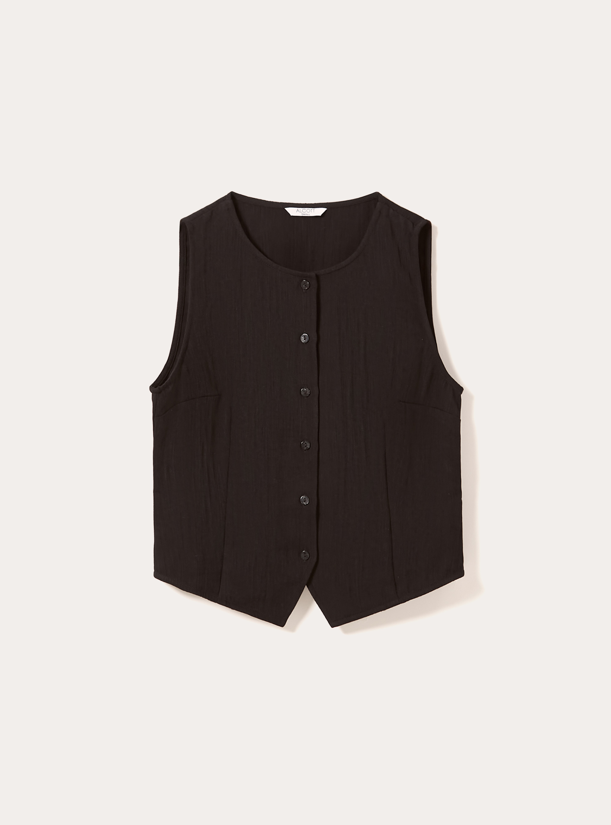 Textured and buttoned vest, BK1 BLACK