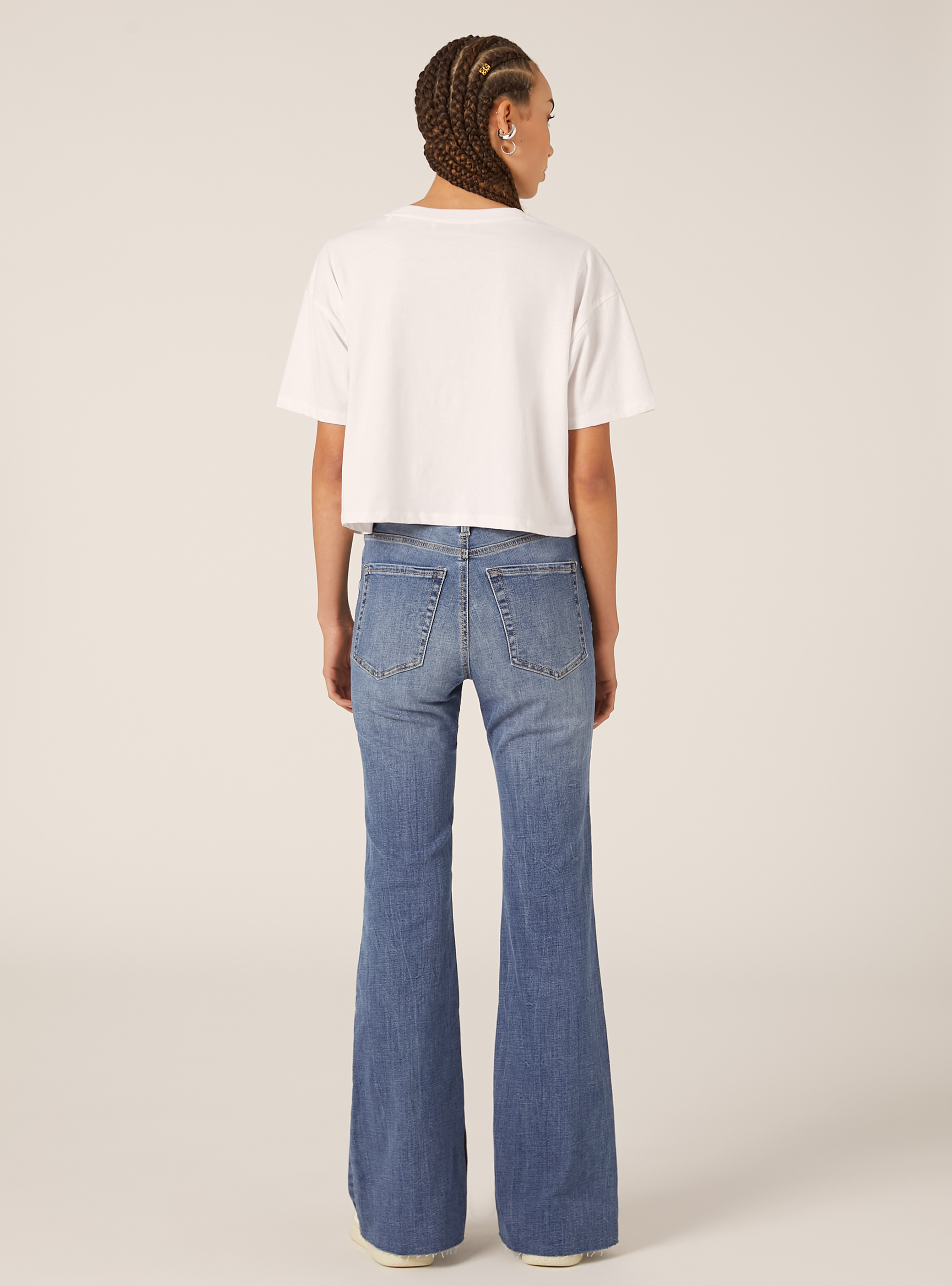 High-waisted flare jeans, D006 AZURE