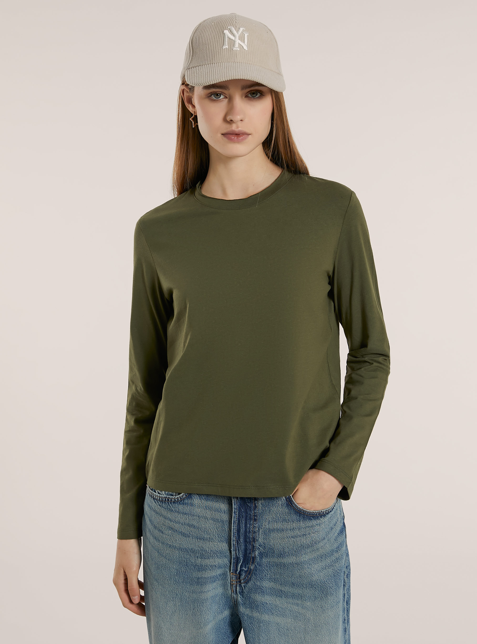 Basic long-sleeved T-shirt, KY1 KAKY DARK