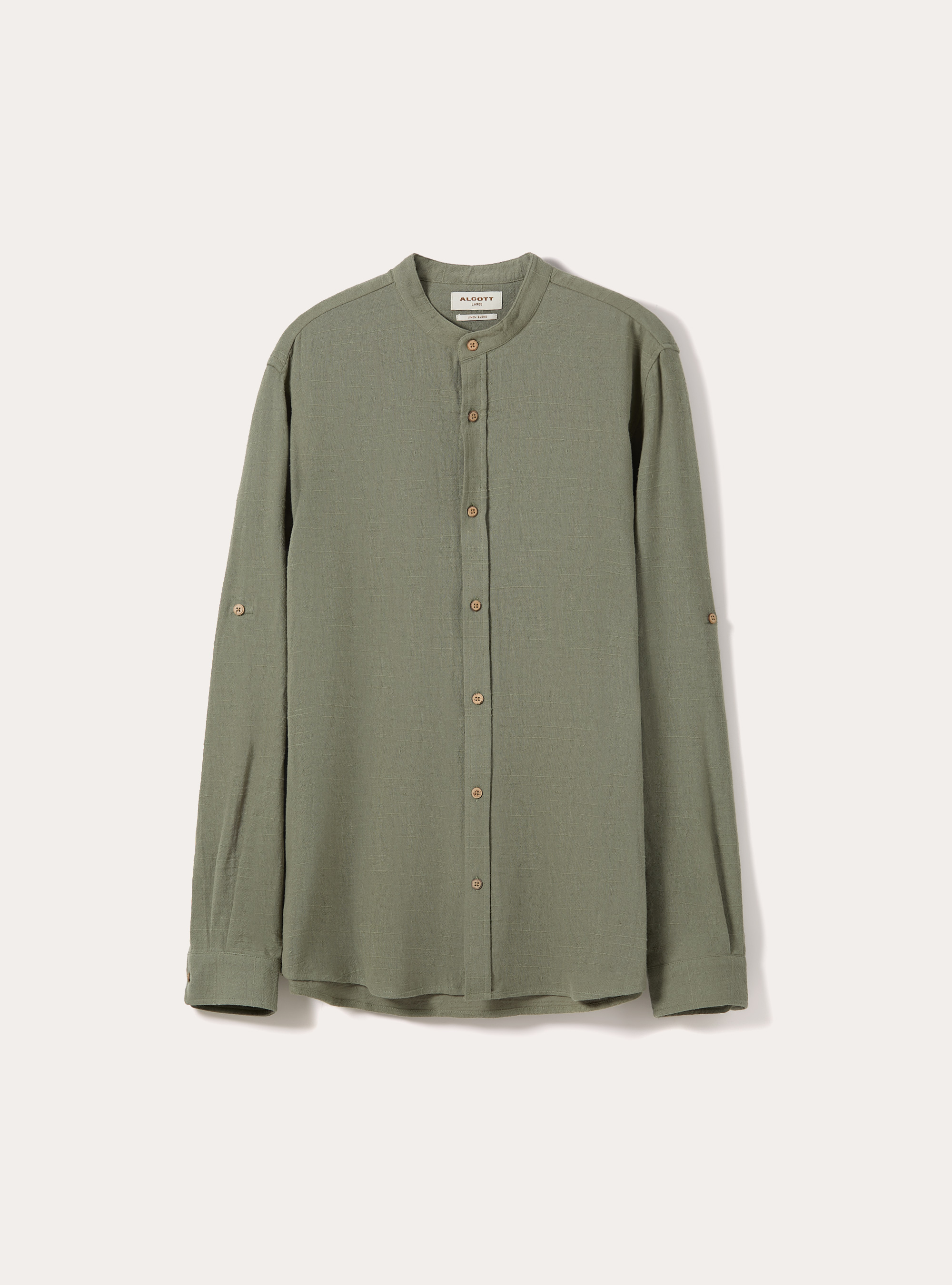 Camicia con collo alla coreana in misto lino, KY2 KAKY MEDIUM