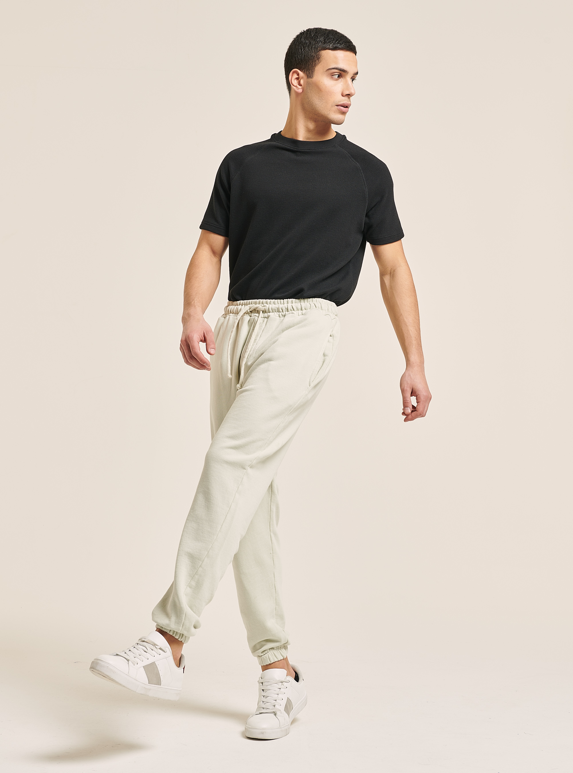 Pantaloni jogger in cotone, C141 CREAM