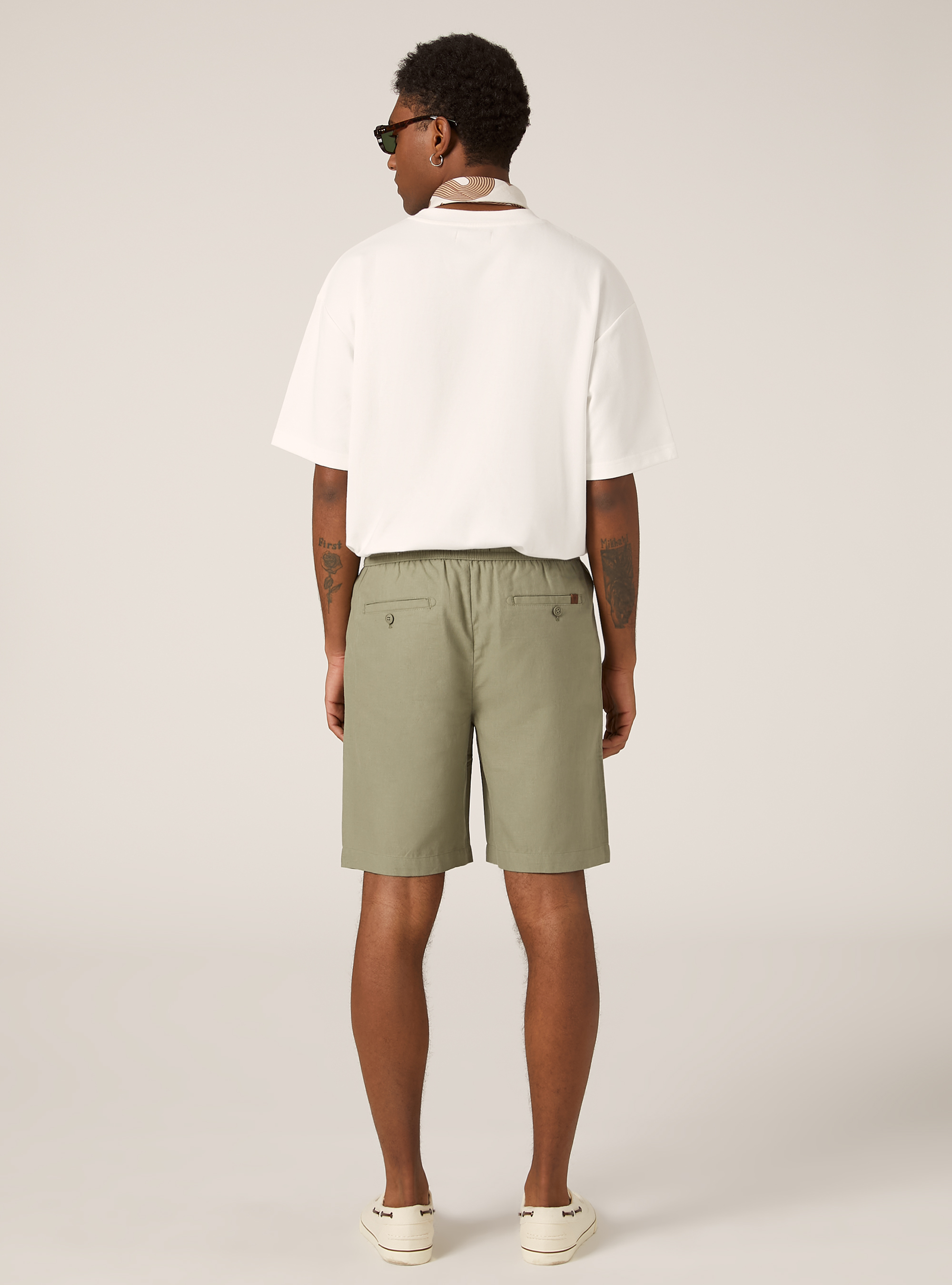 Bermuda en lin avec cordon de serrage, KY2 KAKY MEDIUM