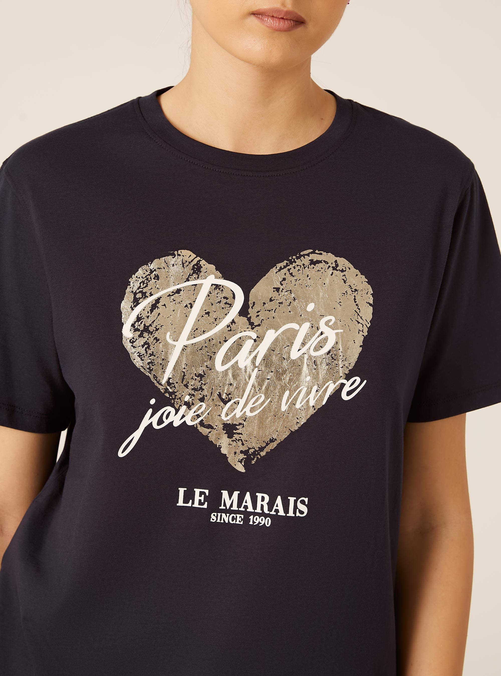 T-shirt avec imprim&eacute; m&eacute;tallis&eacute;, NA3 NAVY LIGHT